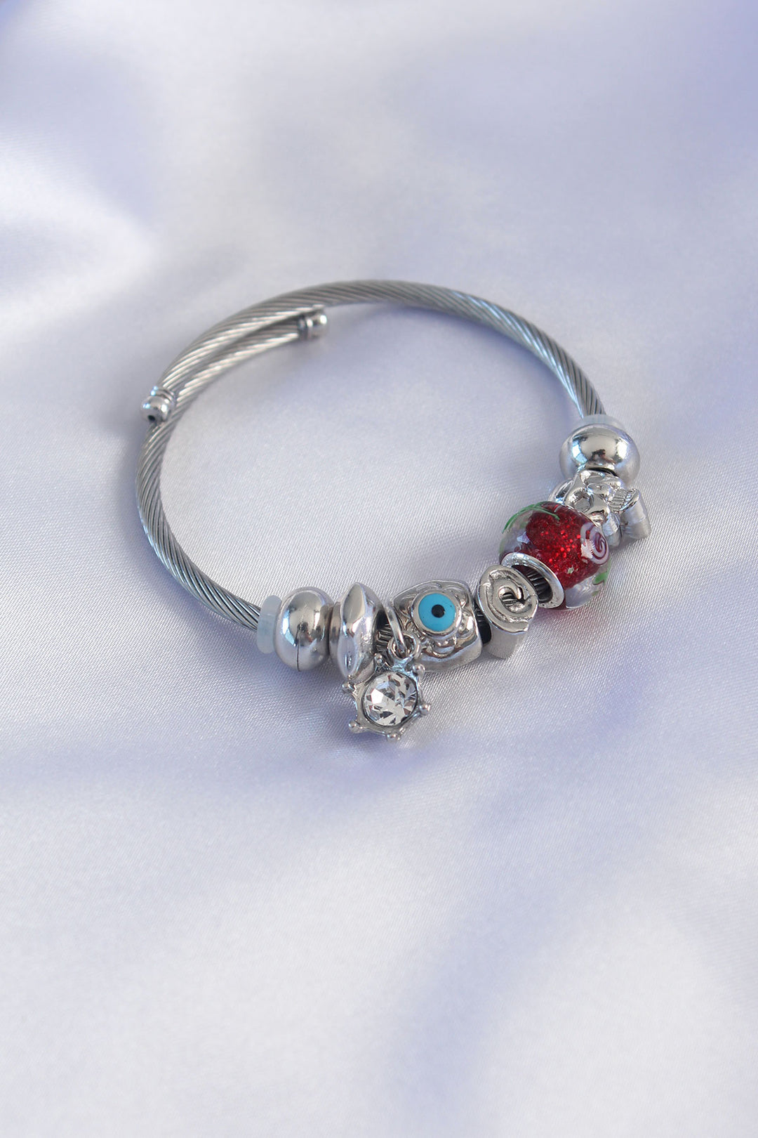 EBJ Silver Red Color Zircon Stone Evil Eye Figurine Charm Women's Bracelet - Yorktown