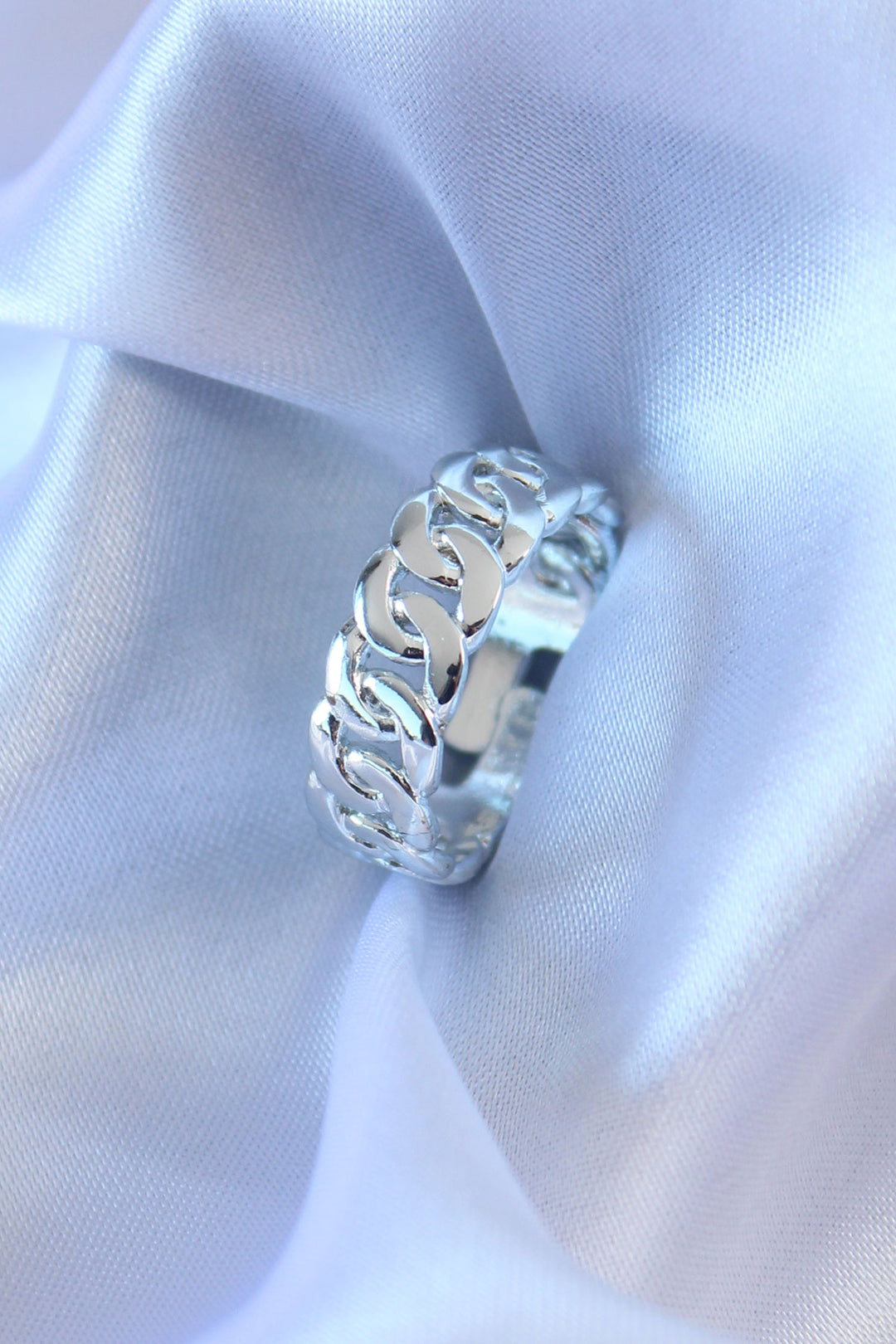 EBJ Silver Color Zircon Stone Chain Model Women's Ring - Tala