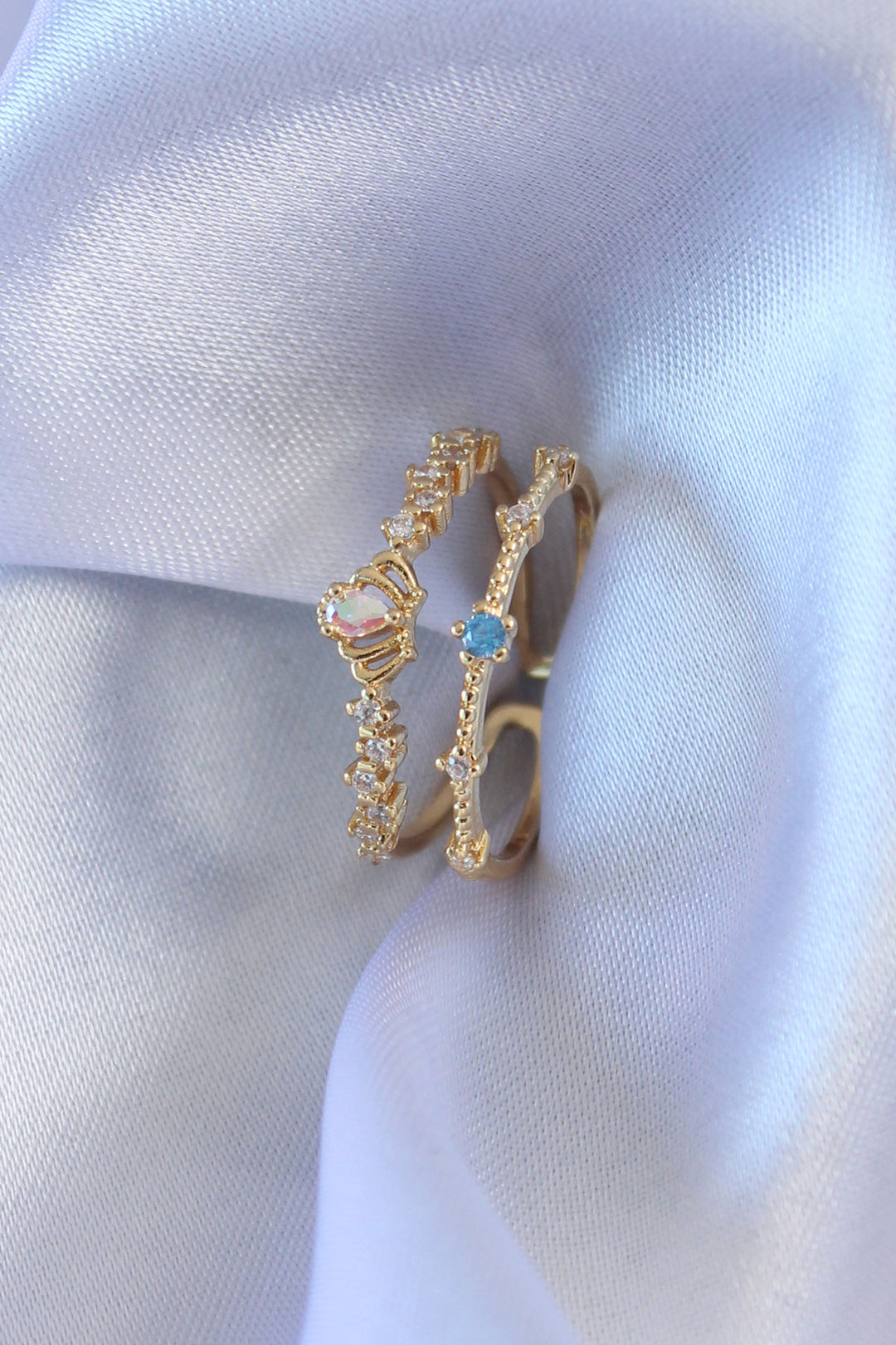 EBJ Crown Figure Brass Women's Ring with Gold Color Zircon Stone - Leeuwarden