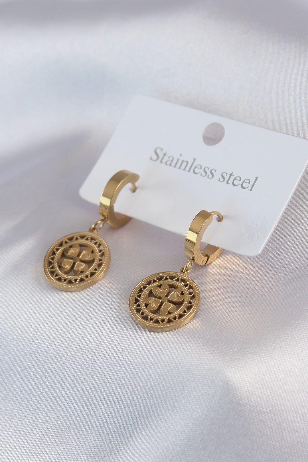 EBJ 316L Steel Gold Color Heart Model Processing Detail Women's Earring - Geneva