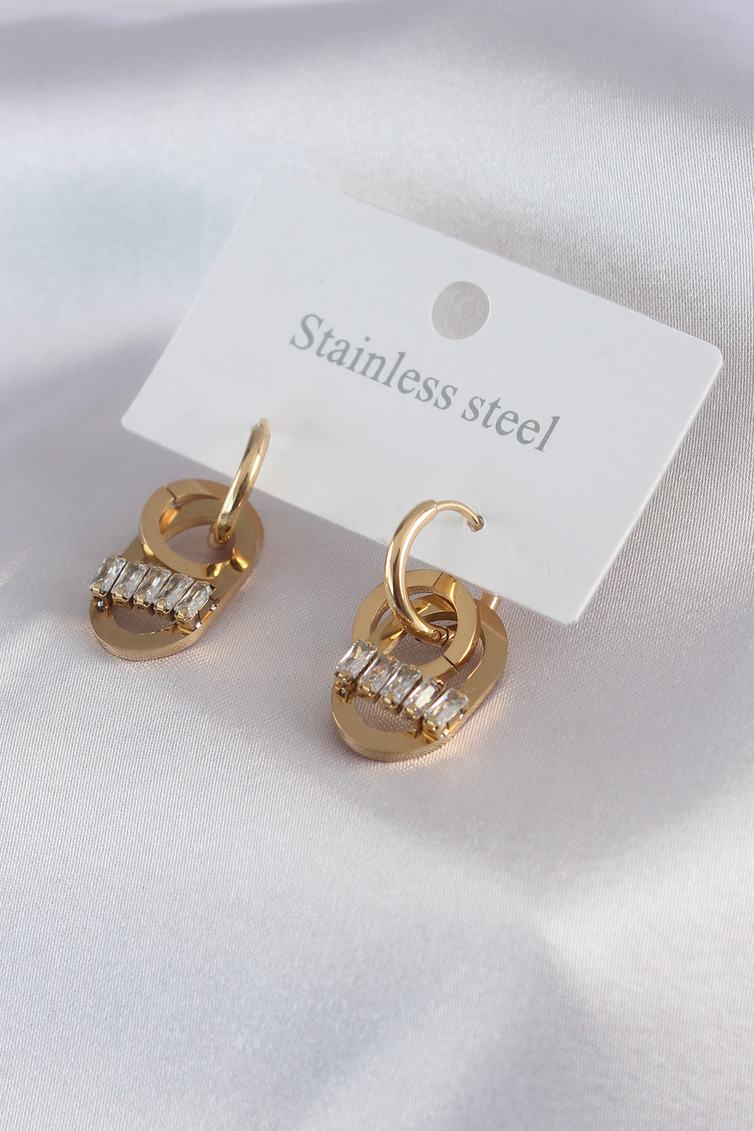 EBJ 316L Steel Gold Color Zircon Stone Women's Earring - Antequera