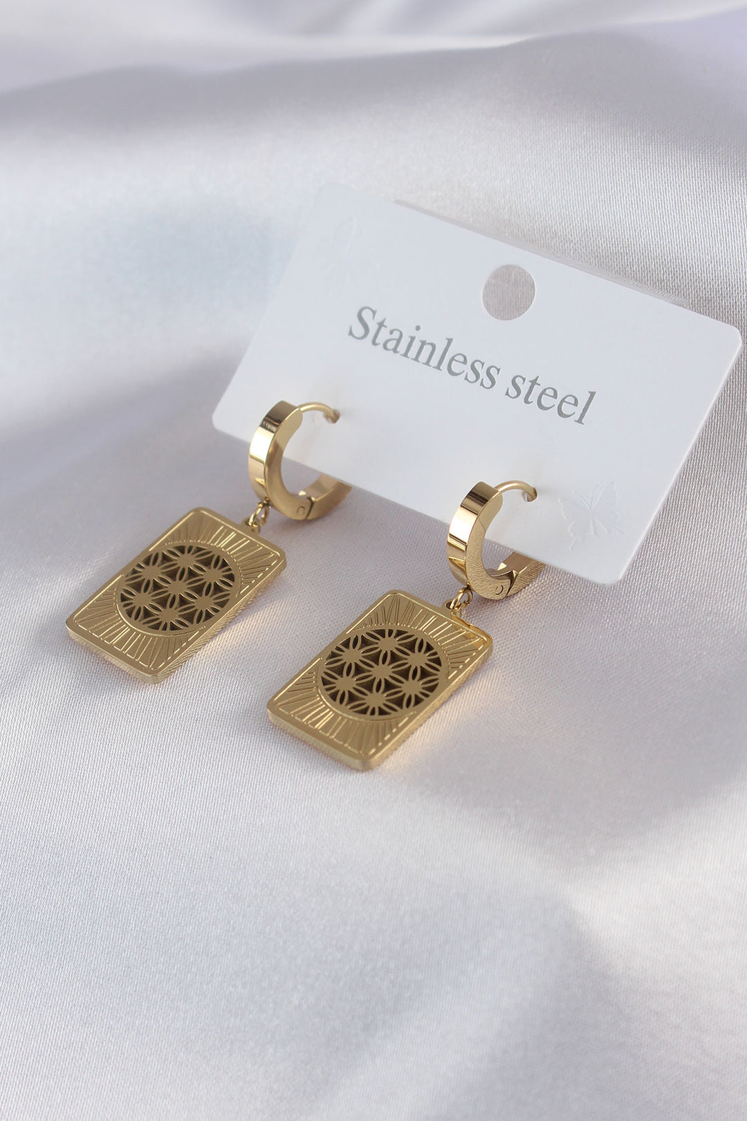 EBJ 316L Steel Gold Color Lotus Processing Women's Earring - Evans