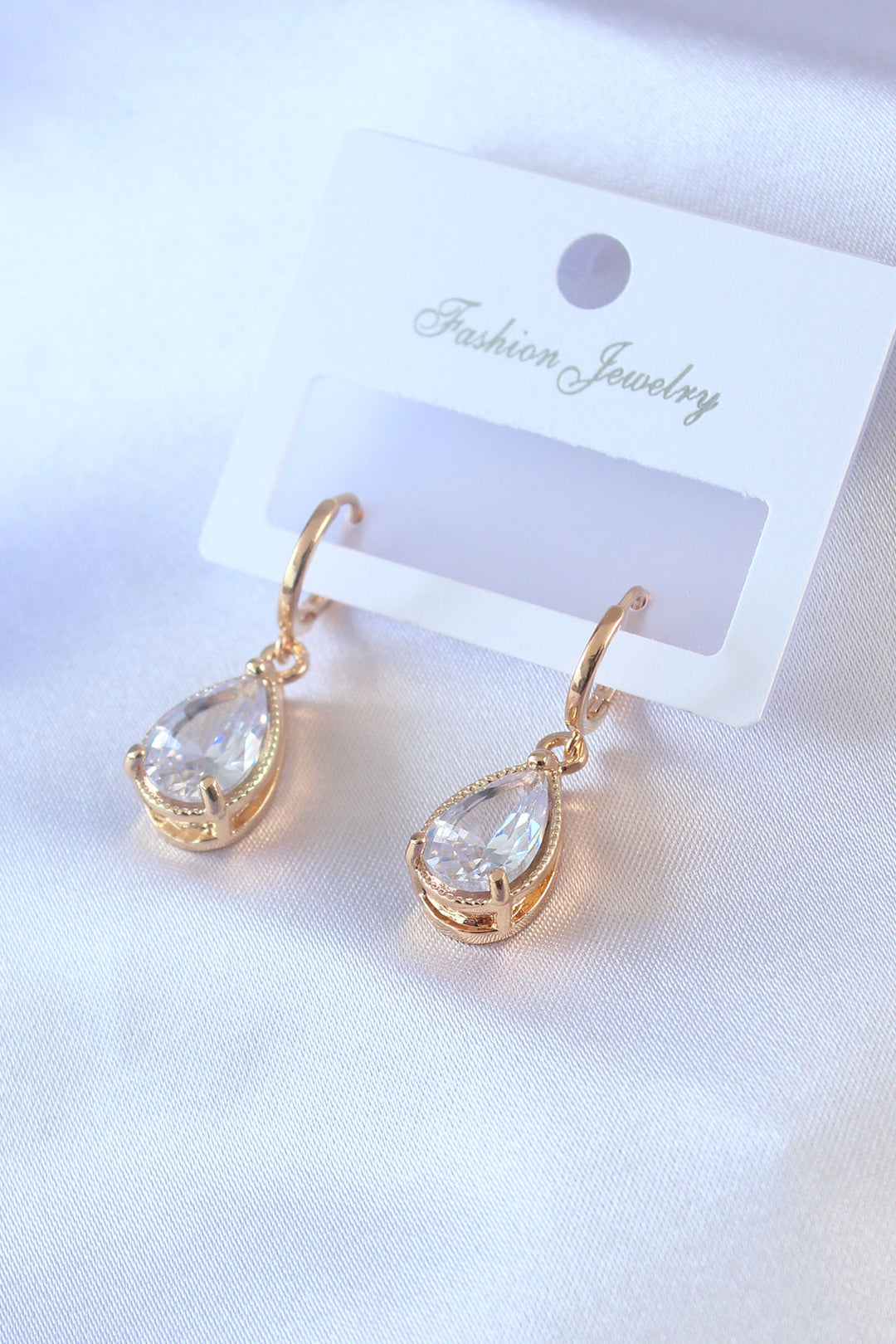 EBJ Gold Color Drop Zircon Stone Model Women's Earring - Crewe