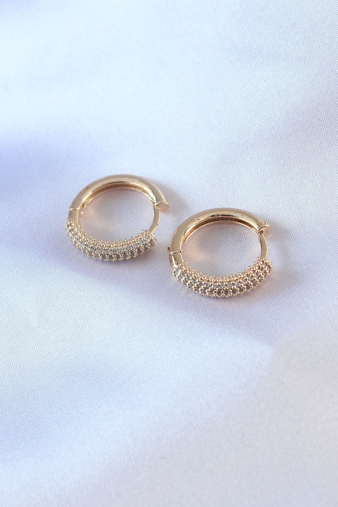 EBJ Gold Color Brass Women's Earrings with Zircon Stone Ring Model - Berkeley