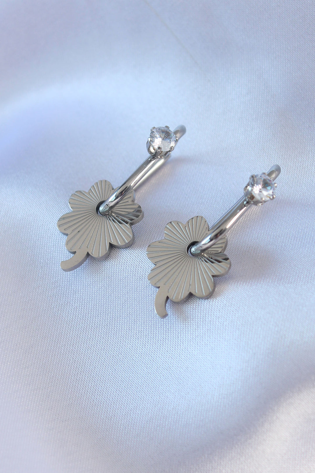 EBJ 316L Stainless Steel Silver Color Zircon Stone Women's Migrant Earring - Ancona