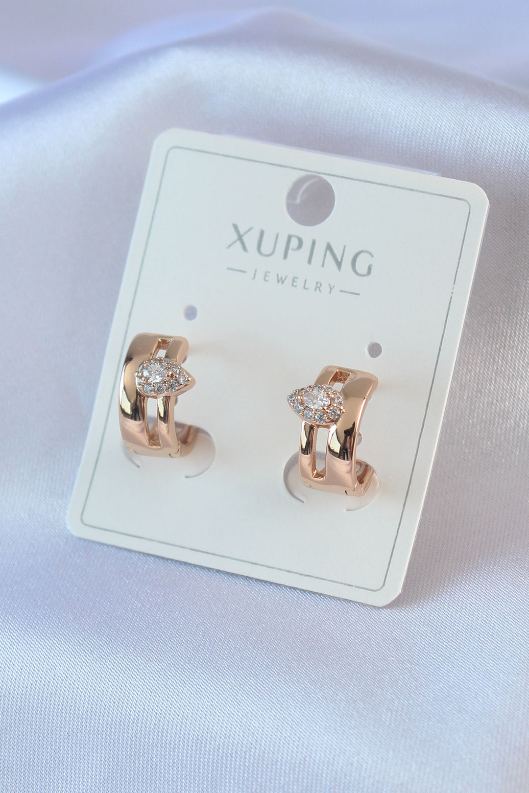 EBJ Gold Color Half Hoop Model Drop Zircon Stone Detail Xuping Women's Earrings with Zircon Stone - Zwickau