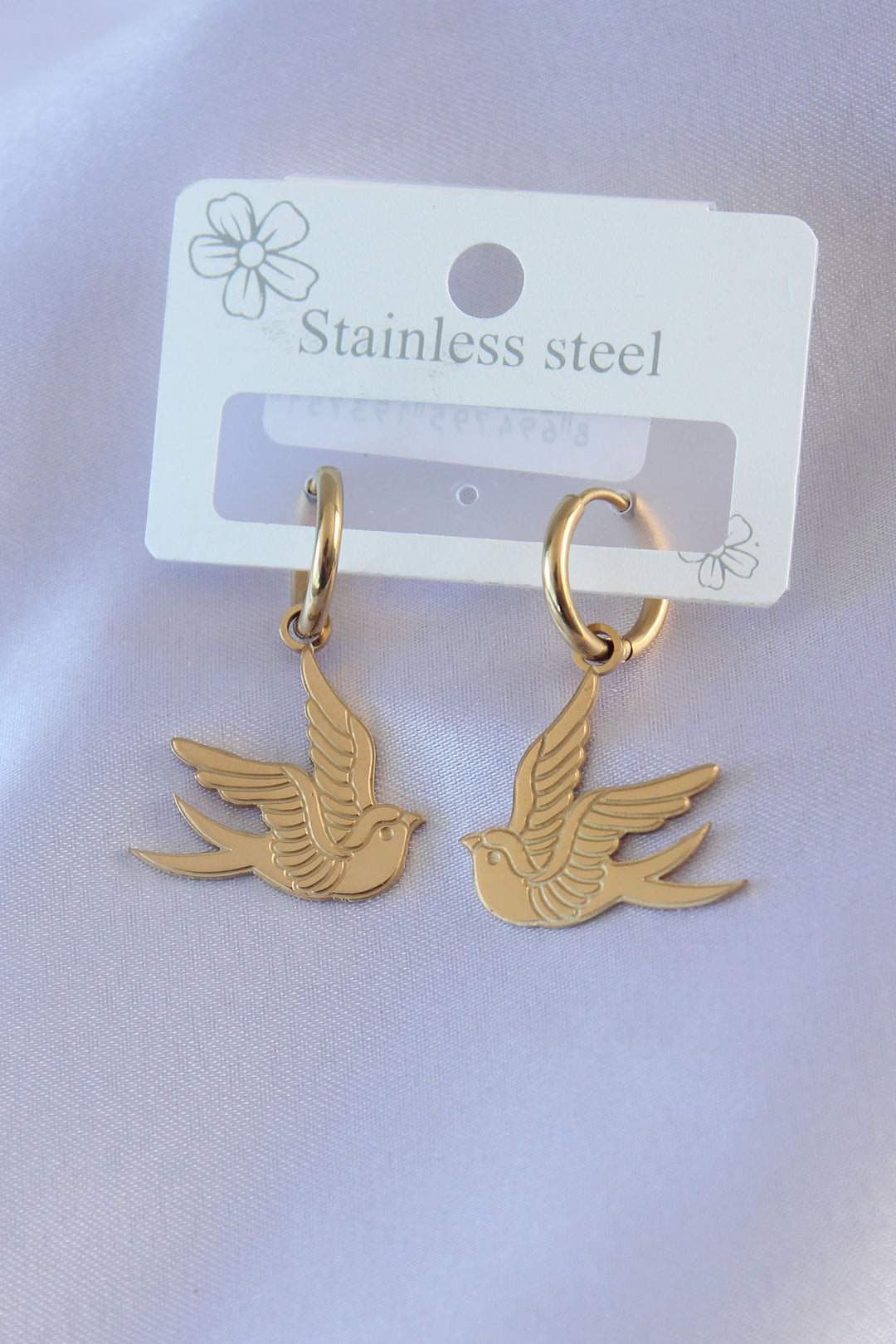 EBJ 316L Steel Gold Color Embroidered Bird Model Women's Earring - Ciudad de Ceuta