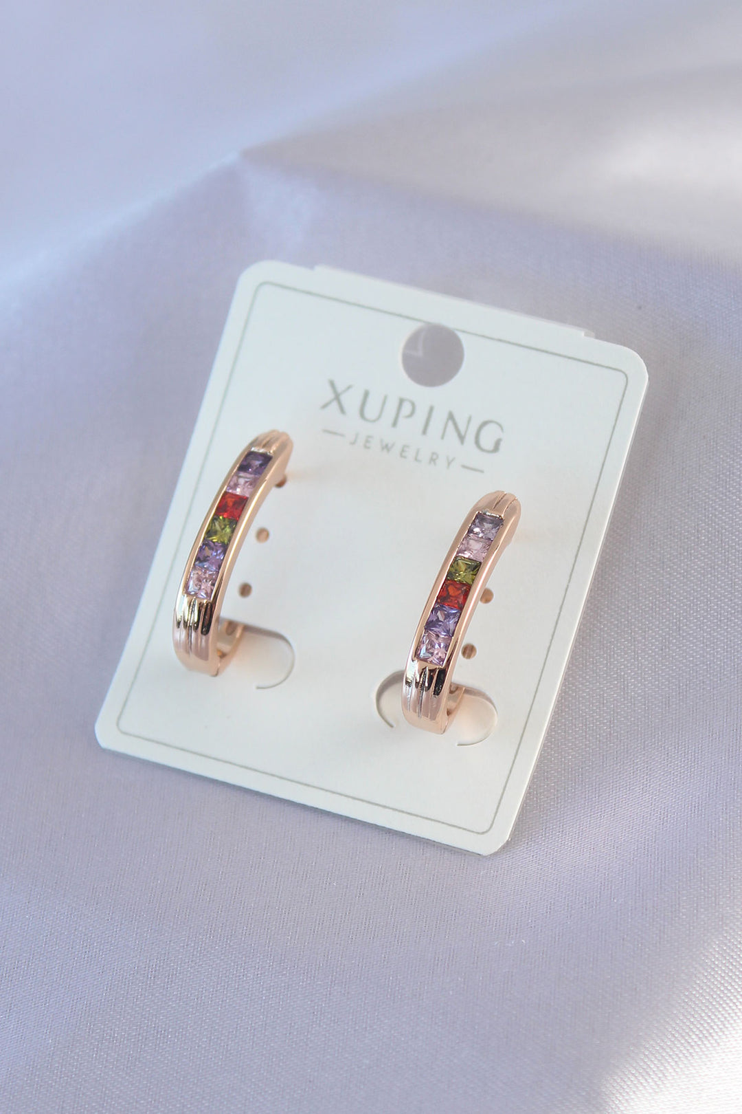 EBJ Gold Colorful Crystal Stone Xuping Women's Earrings - Namur