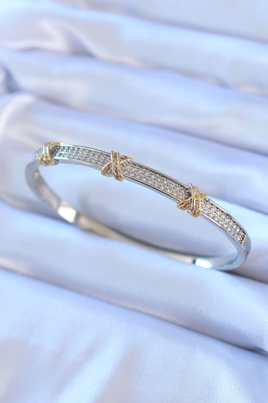 EBJ Silver Color Zircon Stone Xoxo Brass Women's Cuff - Cuyahoga Falls
