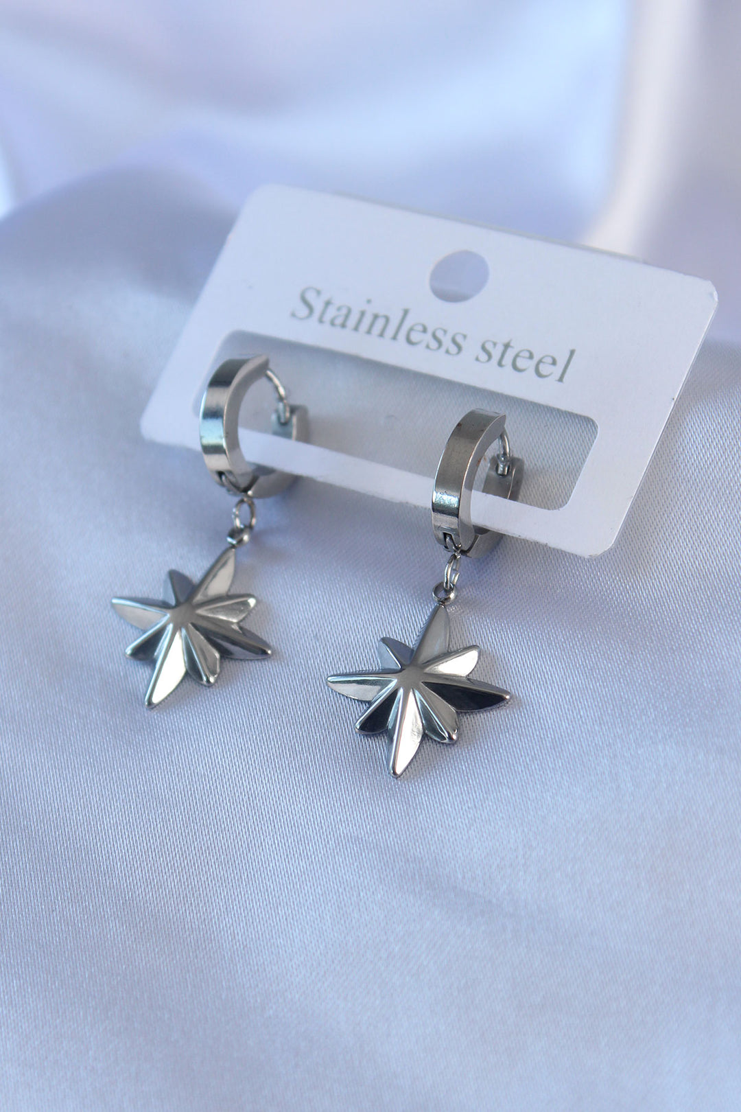 EBJ 316L Stainless Steel Silver Color North Star Model Women's Earring - Ciudad de Melilla