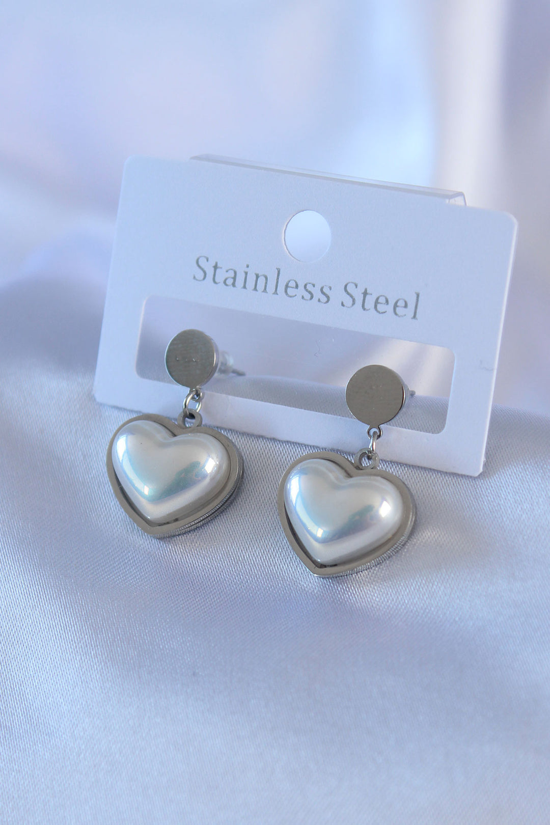 EBJ 316L Stainless Steel Silver Color Pearl Heart Model Women's Earring - Hereford