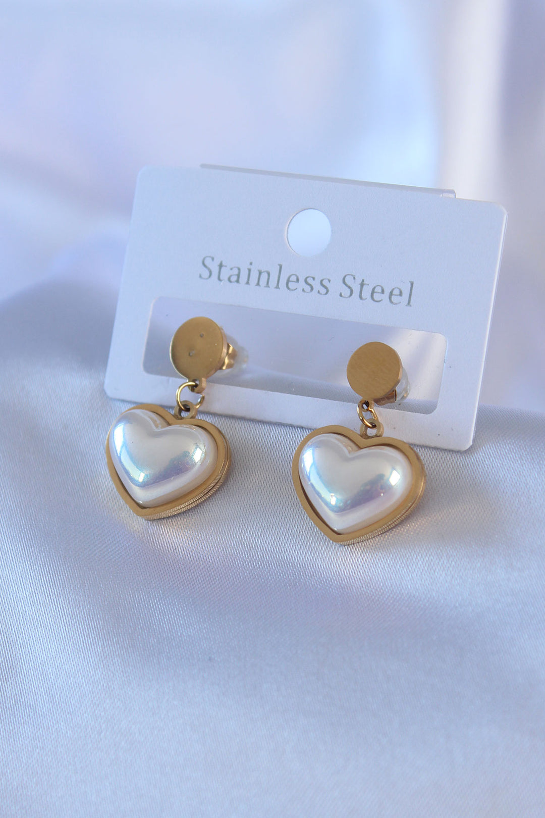 EBJ 316L Steel Gold Color Pearl Heart Model Women's Earring - Southfield