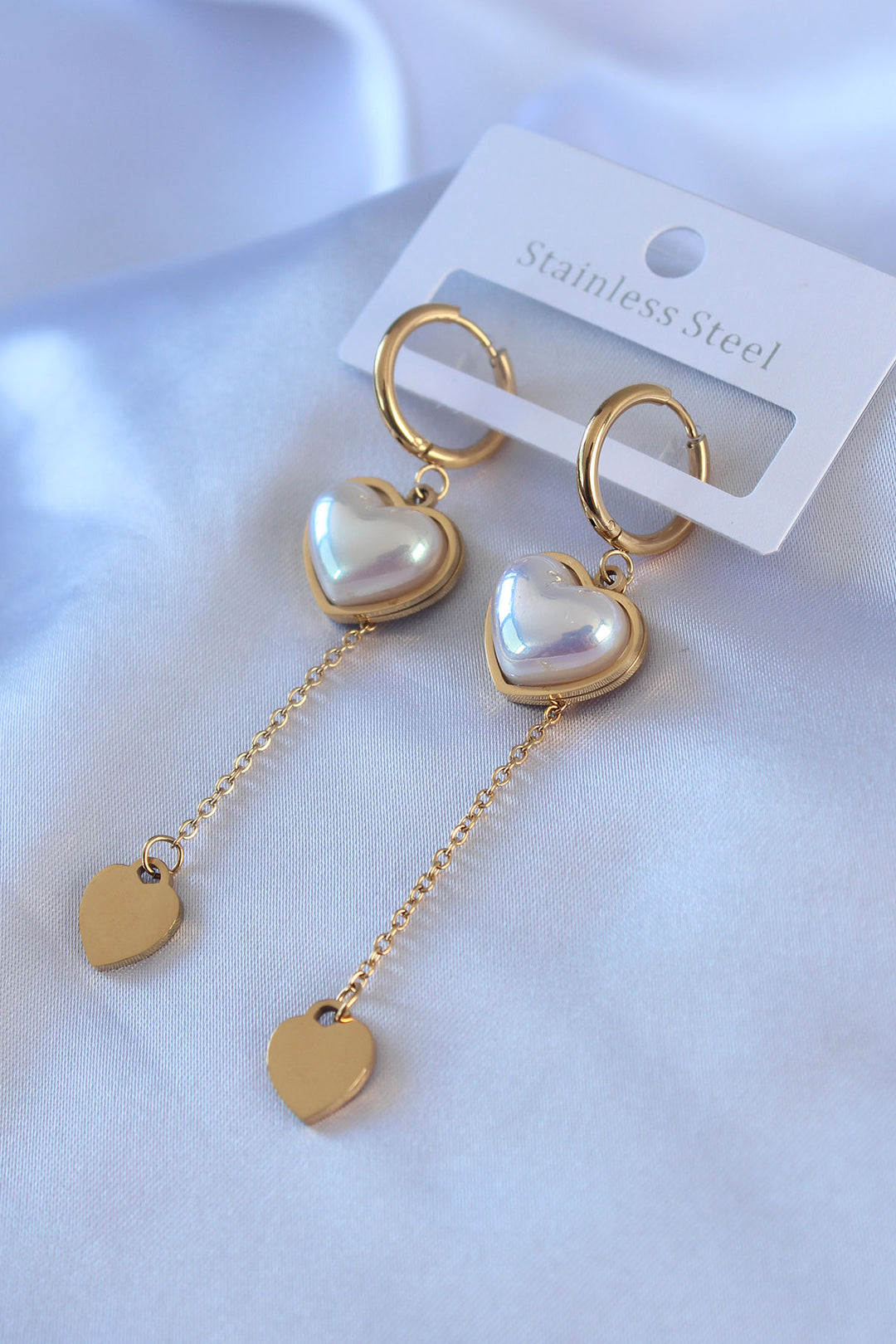 EBJ 316L Steel Gold Color Square Pearl Dangle Model Women's Earring - Essex