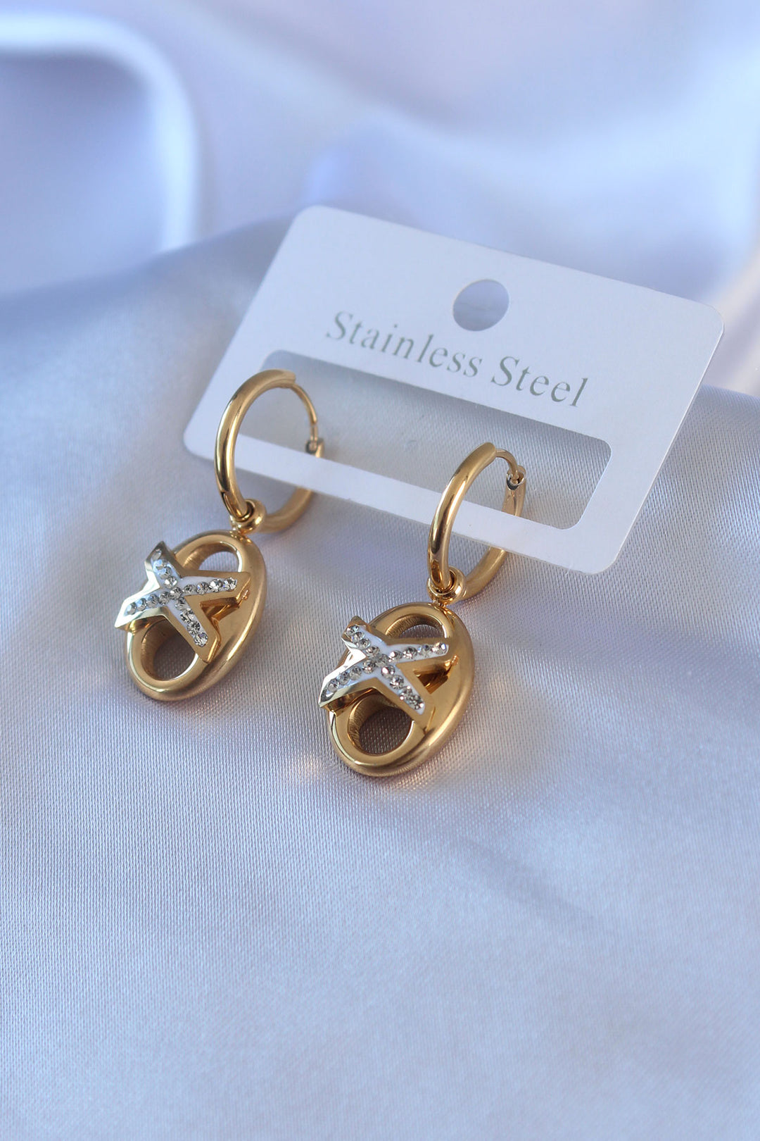 EBJ 316L Steel Gold Color Zircon Stone Detail Women's Earring - Rouyn-Noranda