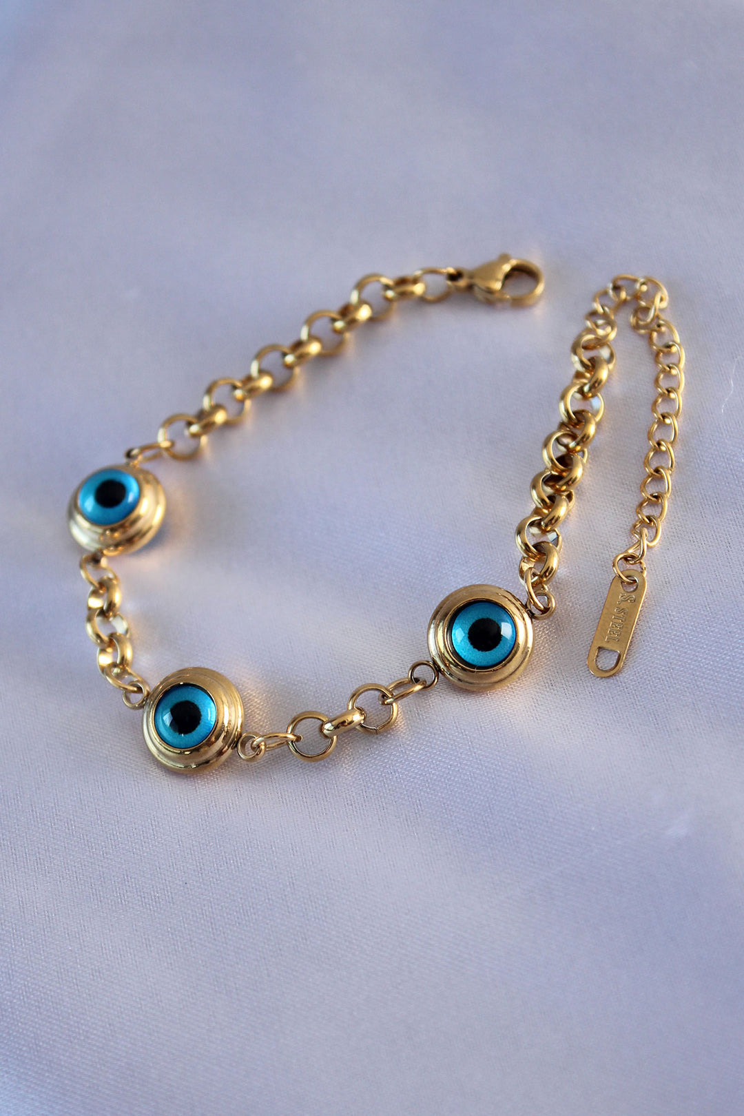 EBJ 316L Steel 3 Eye Evil Eye Model Gold Color Women's Bracelet - Glens Falls