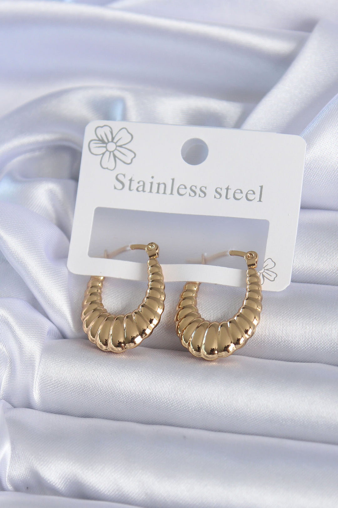 EBJ 316L Steel Gold Color Embroidered Ring Model Women's Earring - Cleveland