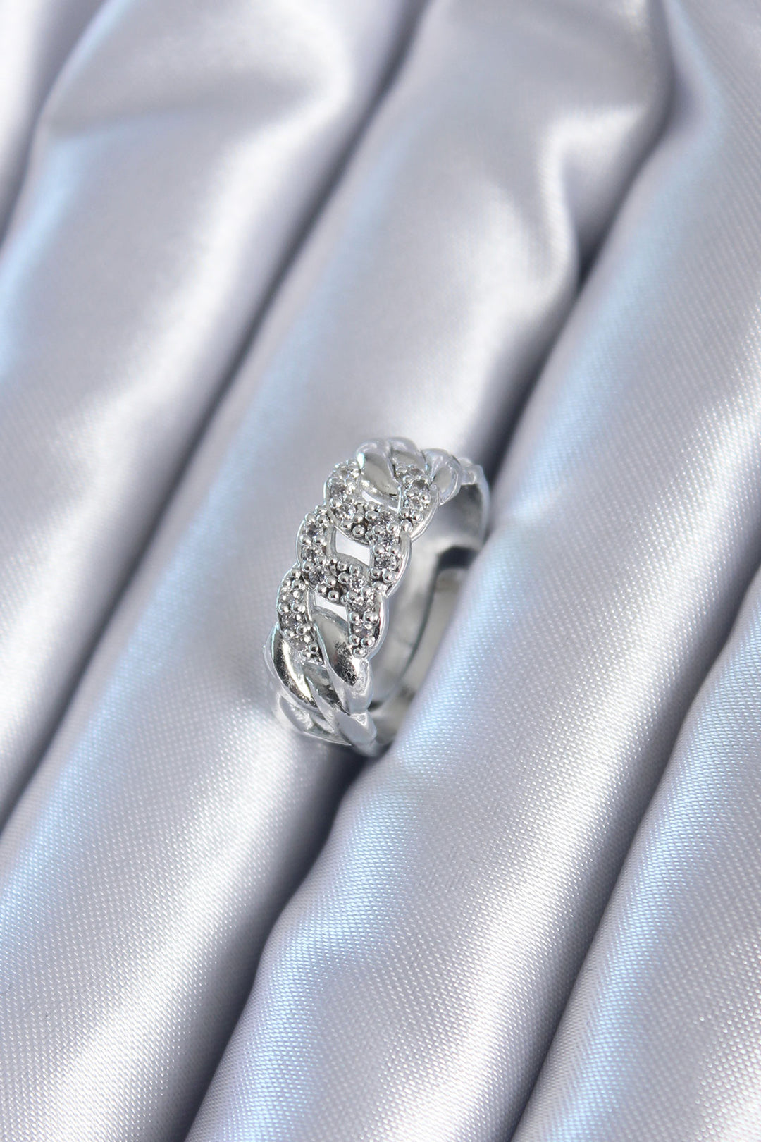 EBJ Silver Color Zircon Stone Chain Model Women's Ring - St. Catharines