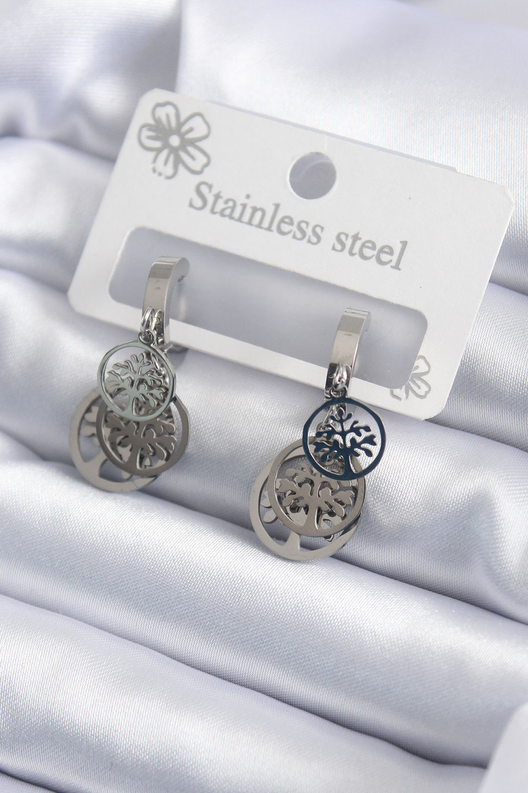 EBJ 316L Stainless Steel Silver Color Dangle Tree of Life Model Women's Earrings - Brive-la-Gaillarde