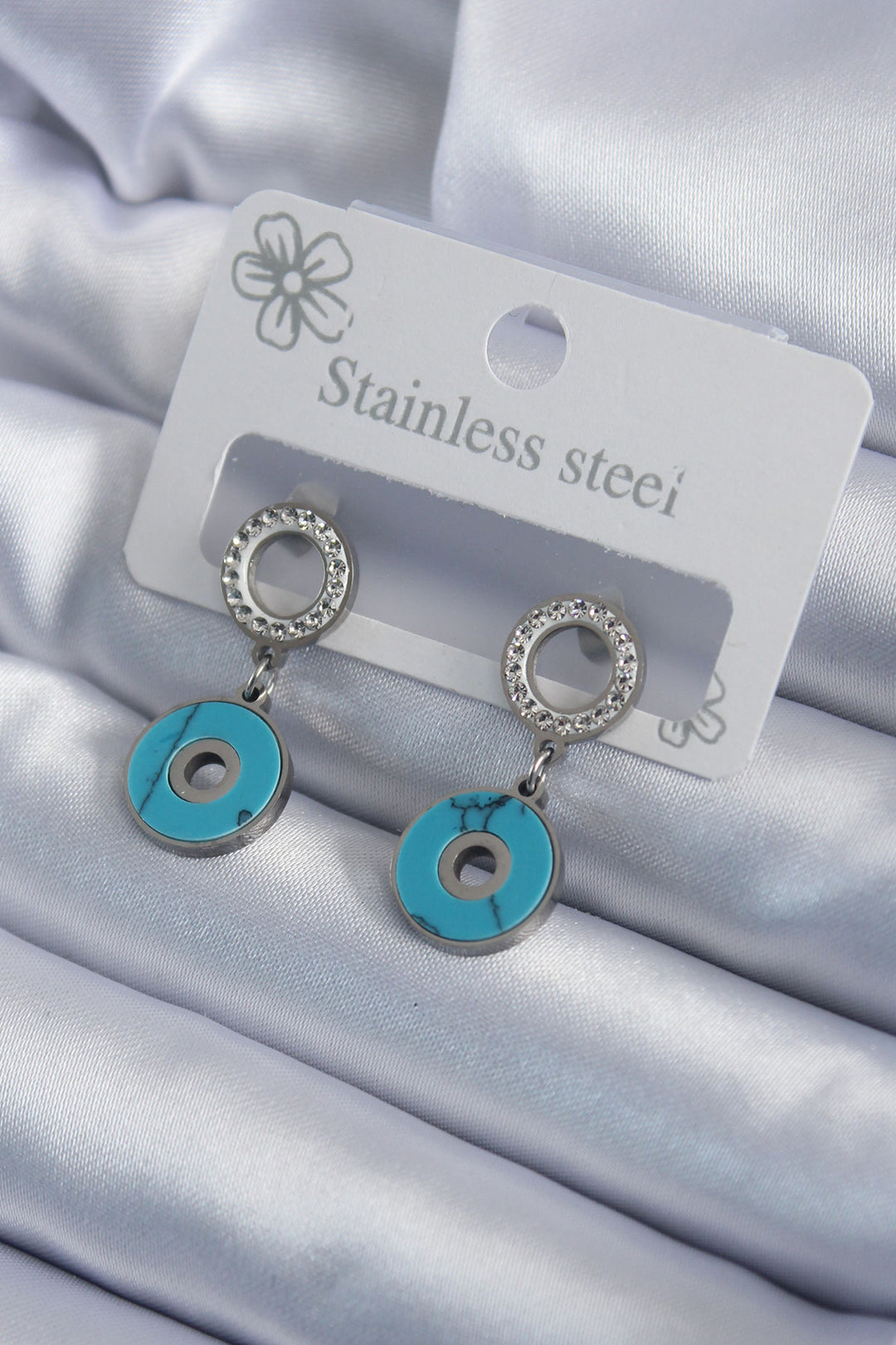 EBJ 316L Stainless Steel Silver Color Blue Stone Zircon Stone Women's Earring - Dreieich