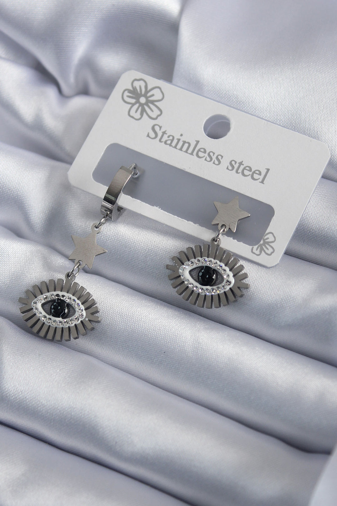 EBJ 316L Stainless Steel Silver Color Zircon Stone Detail Women's Earring - Upland