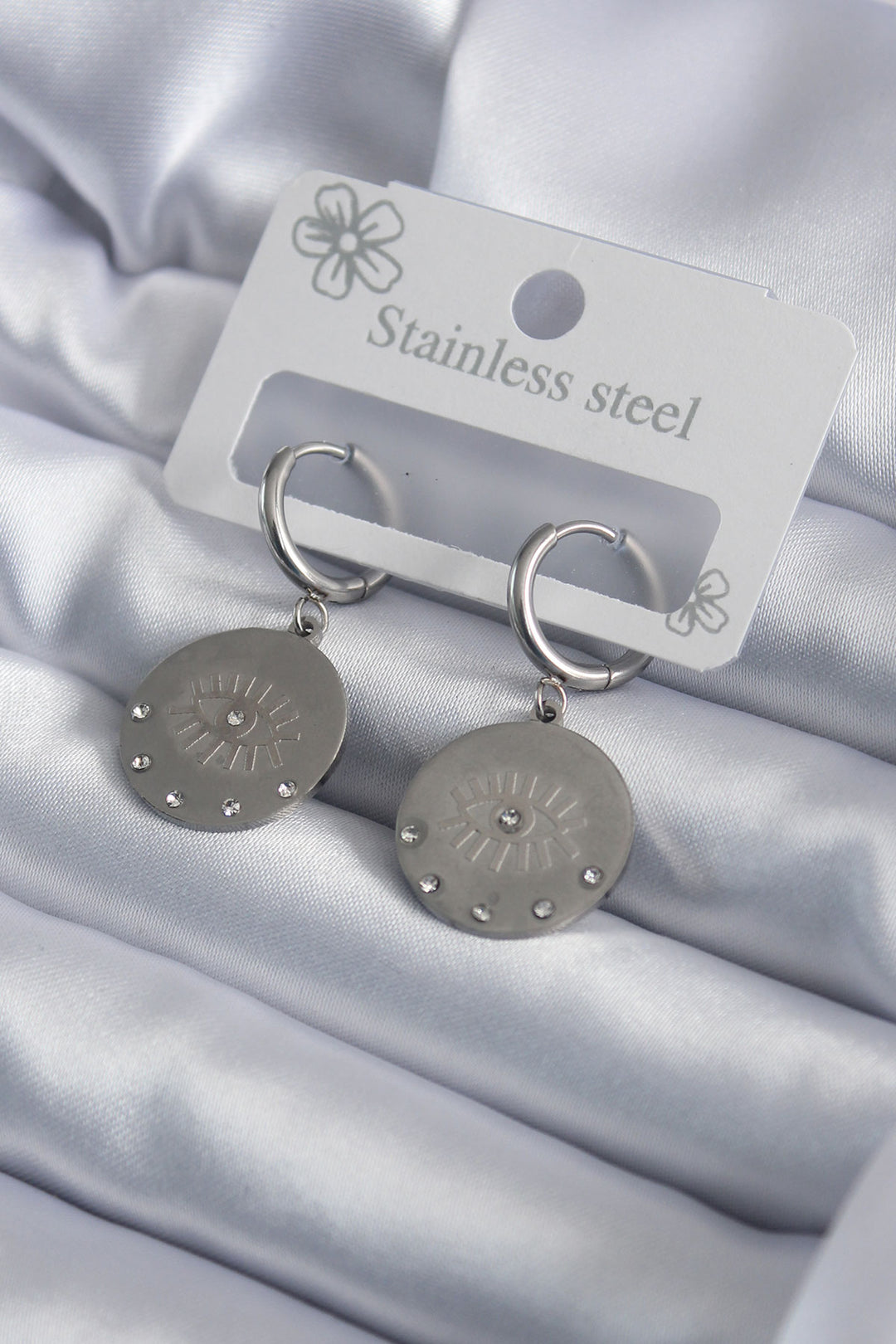 EBJ 316L Stainless Steel Silver Color Eye Processing Zircon Stone Detail Women's Earring - Brixton