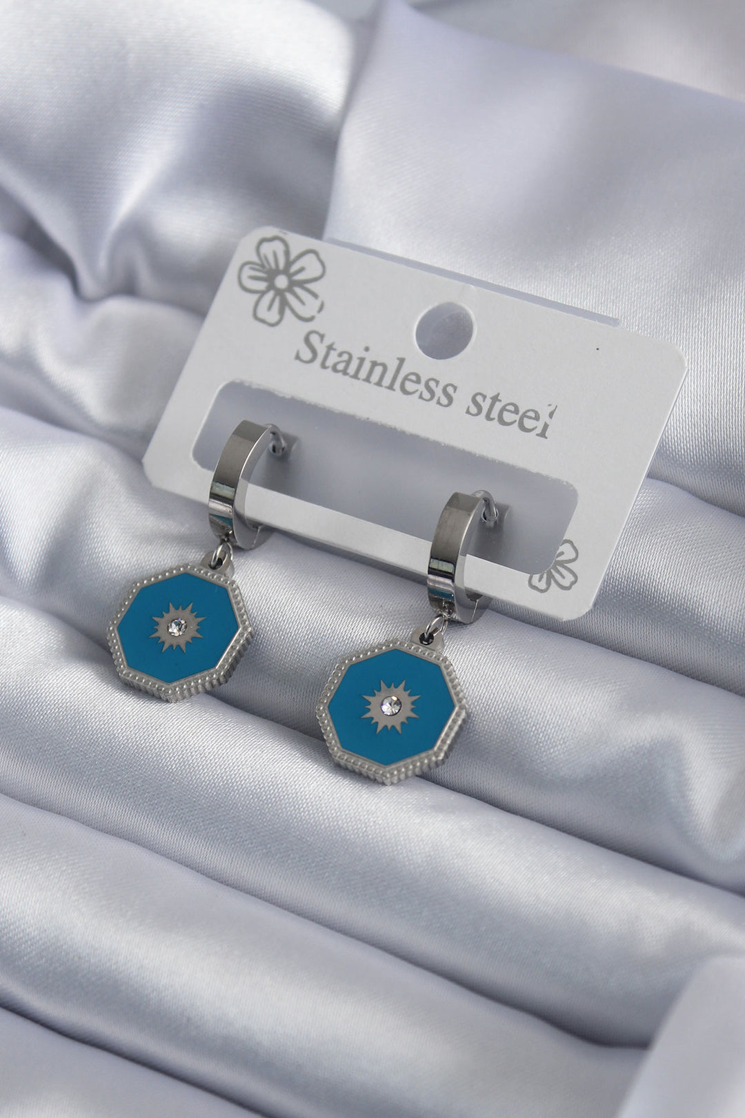 EBJ 316L Stainless Steel Silver Color Geometric Model Zircon Stone Detail Women's Earring - Sandy Springs