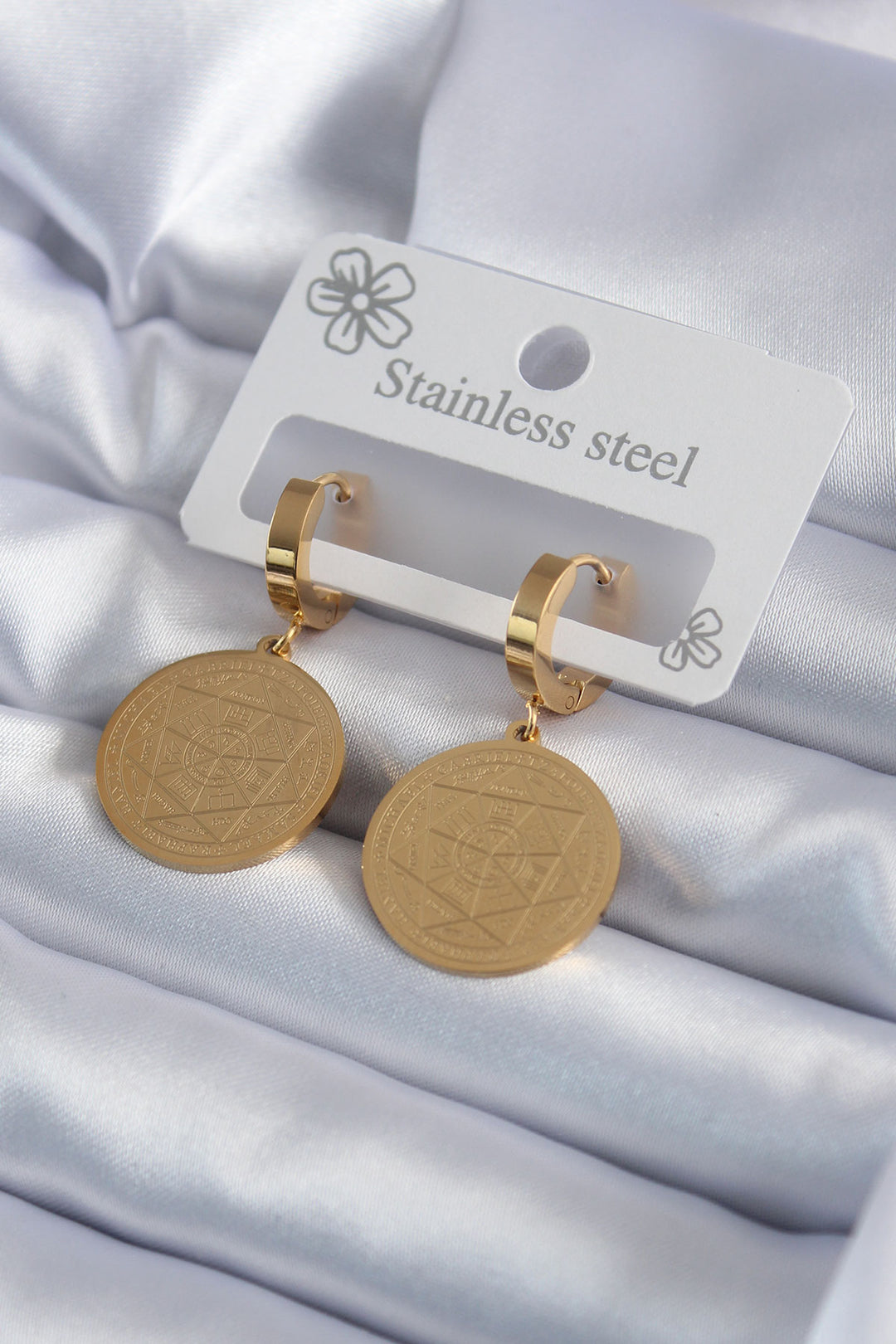 EBJ 316L Steel Gold Color Pentagram Embroidery Model Women's Earring - Teramo