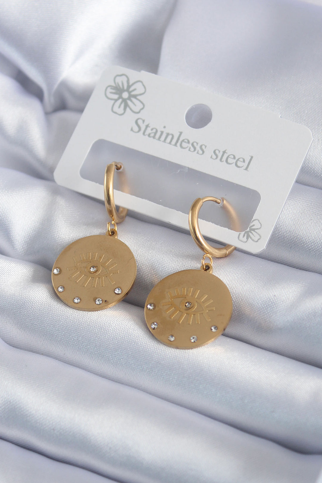 EBJ 316L Steel Gold Color Zircon Stone Eye Processing Model Women's Earring - El Dorado Hills