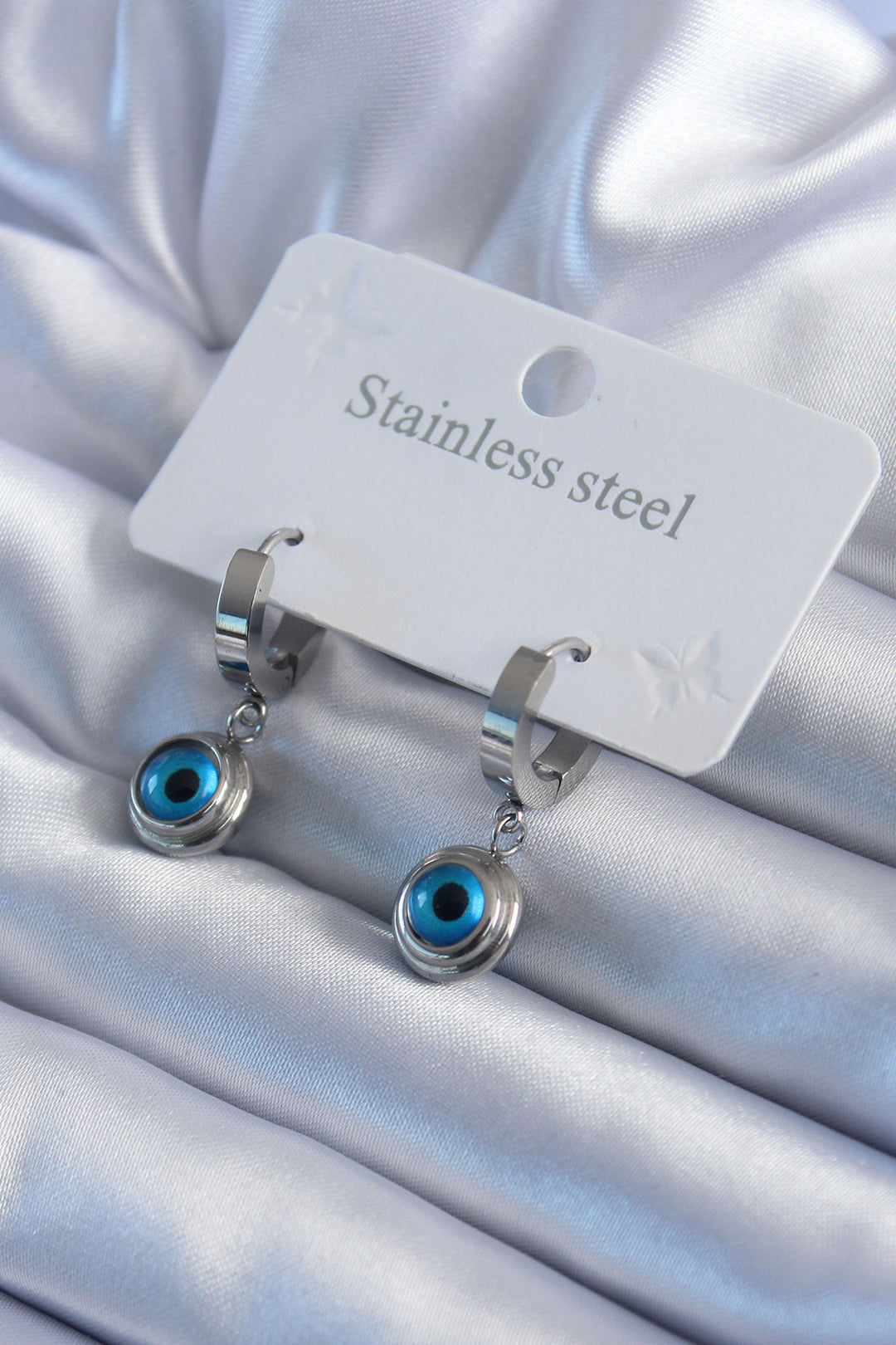EBJ 316L Stainless Steel Silver Color Evil Eye Bead Model Women's Earring - Pátra