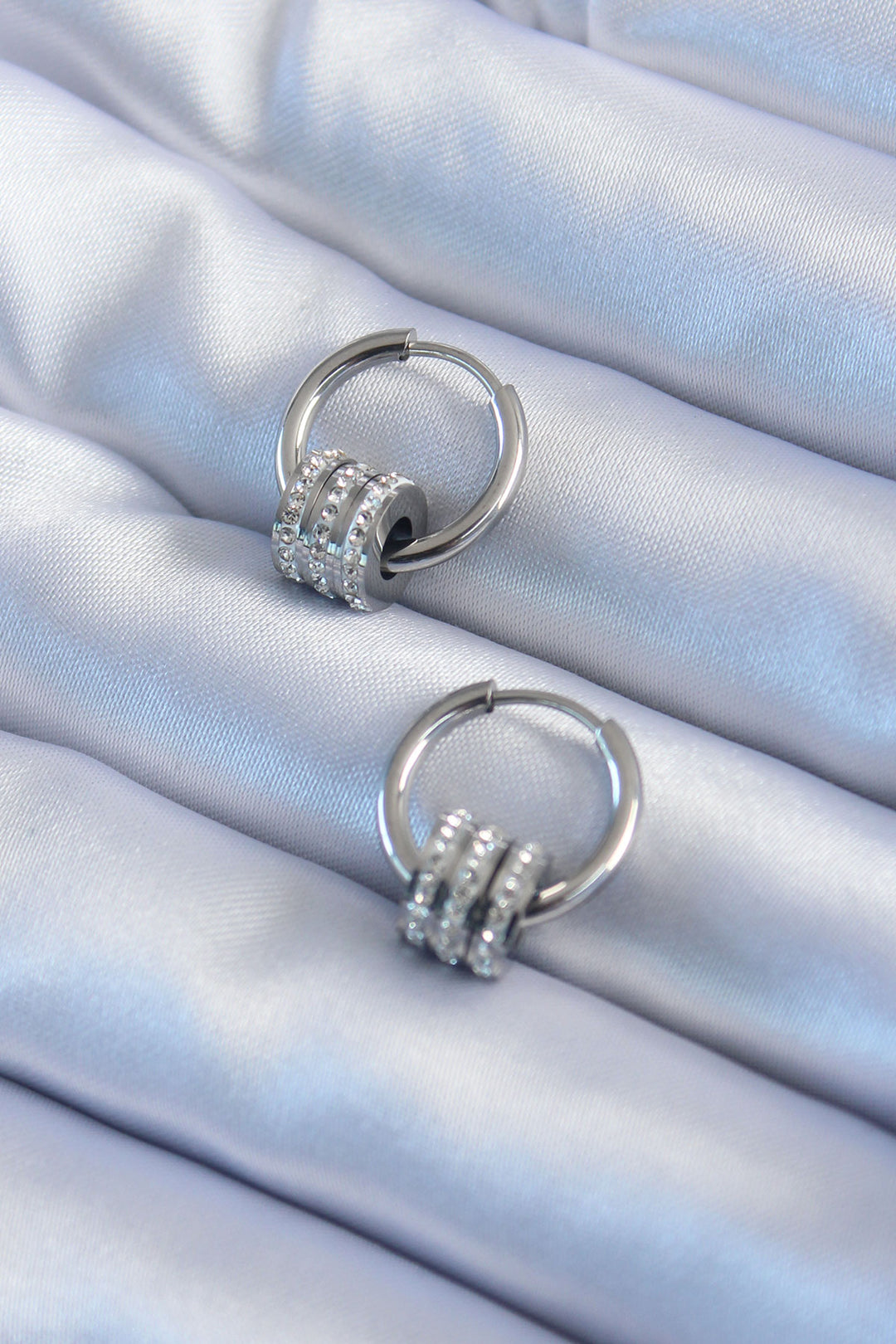 EBJ 316L Stainless Steel Silver Color Zircon Stone Hoop Model Women's Earring - Tulsa