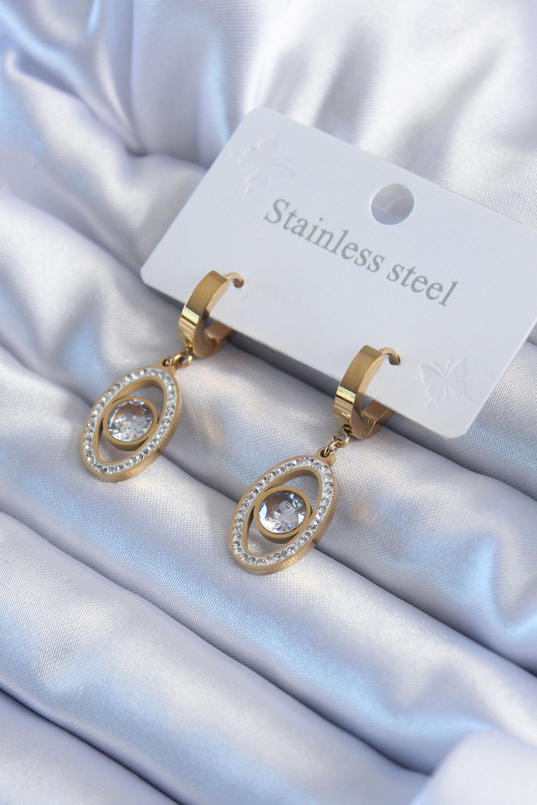 EBJ 316L Steel Gold Color Eye Model Zircon Stone Women's Earring - Casas Adobes