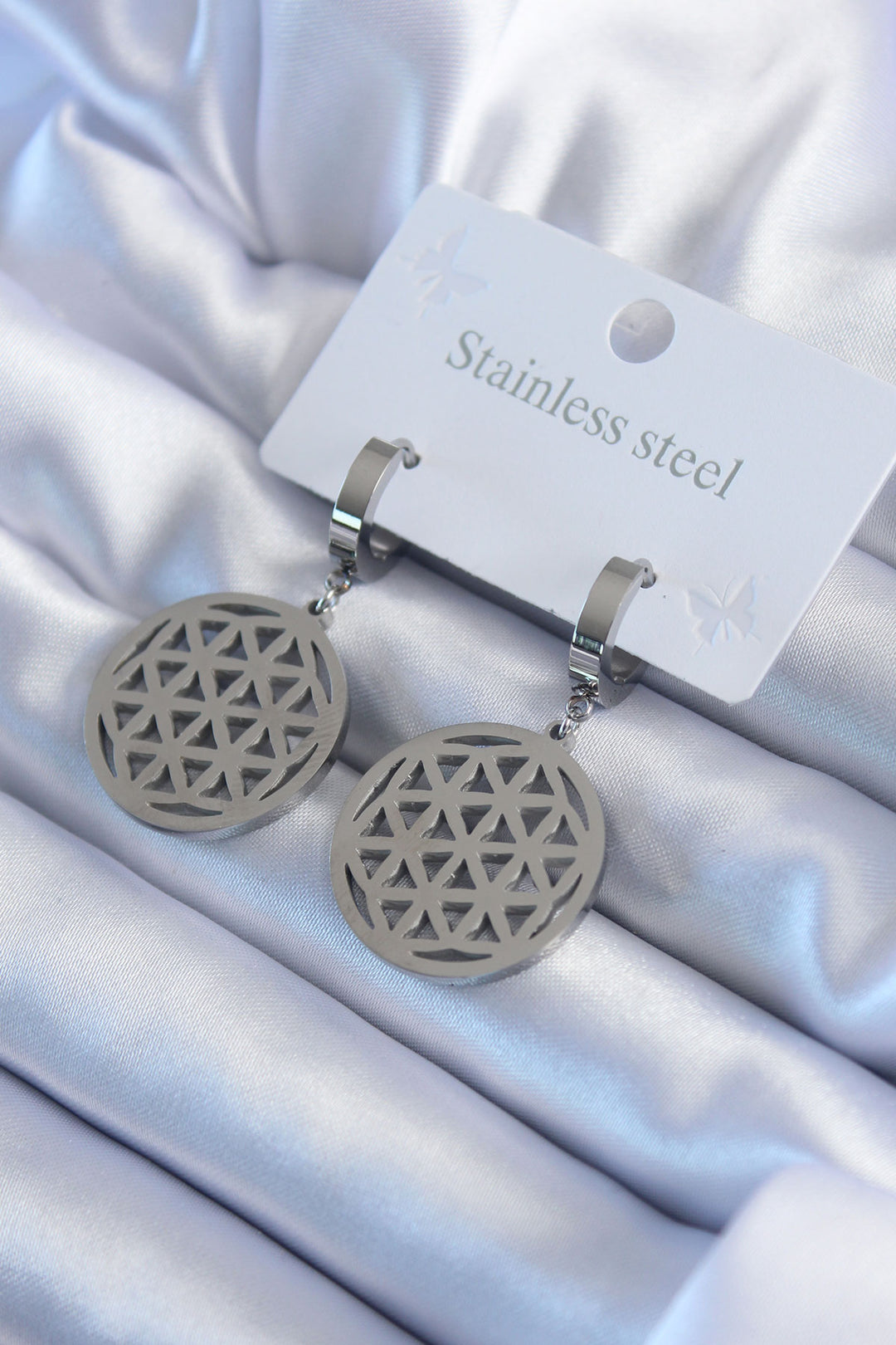 EBJ 316L Stainless Steel Silver Color Lotus Model Women's Earring - Freeport
