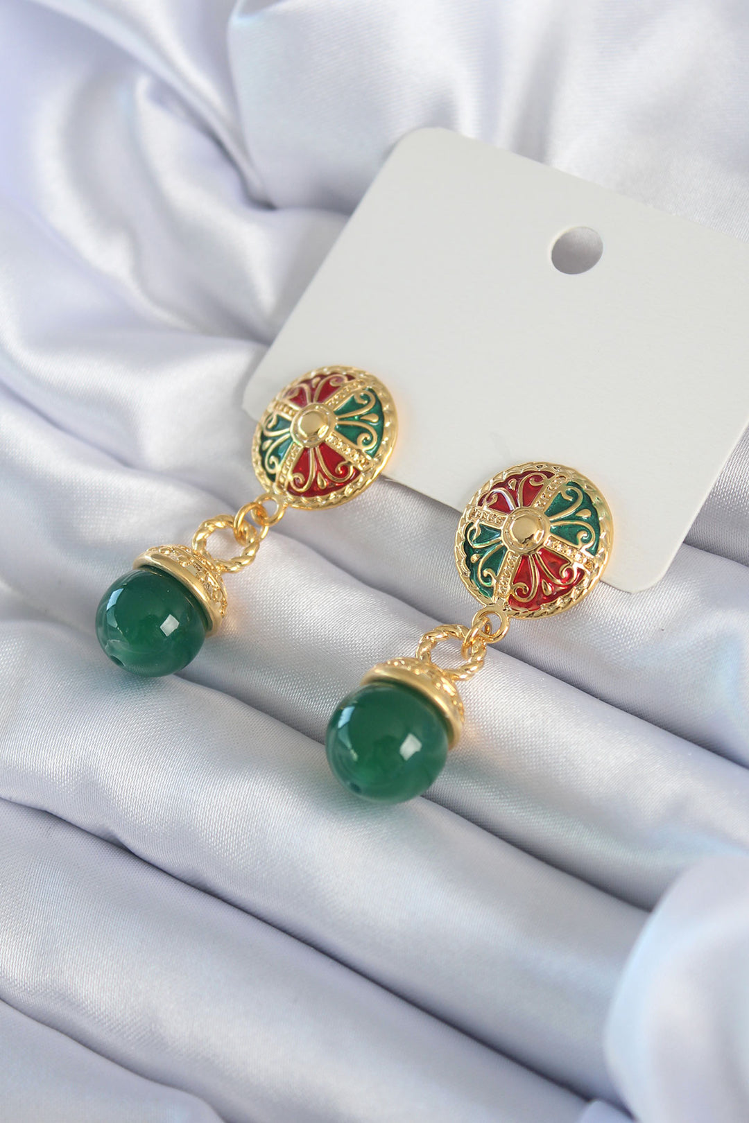 EBJ Brass VIP Women's Earrings with Gold Color Motif Embroidery Swing Model - Bourg-en-Bresse