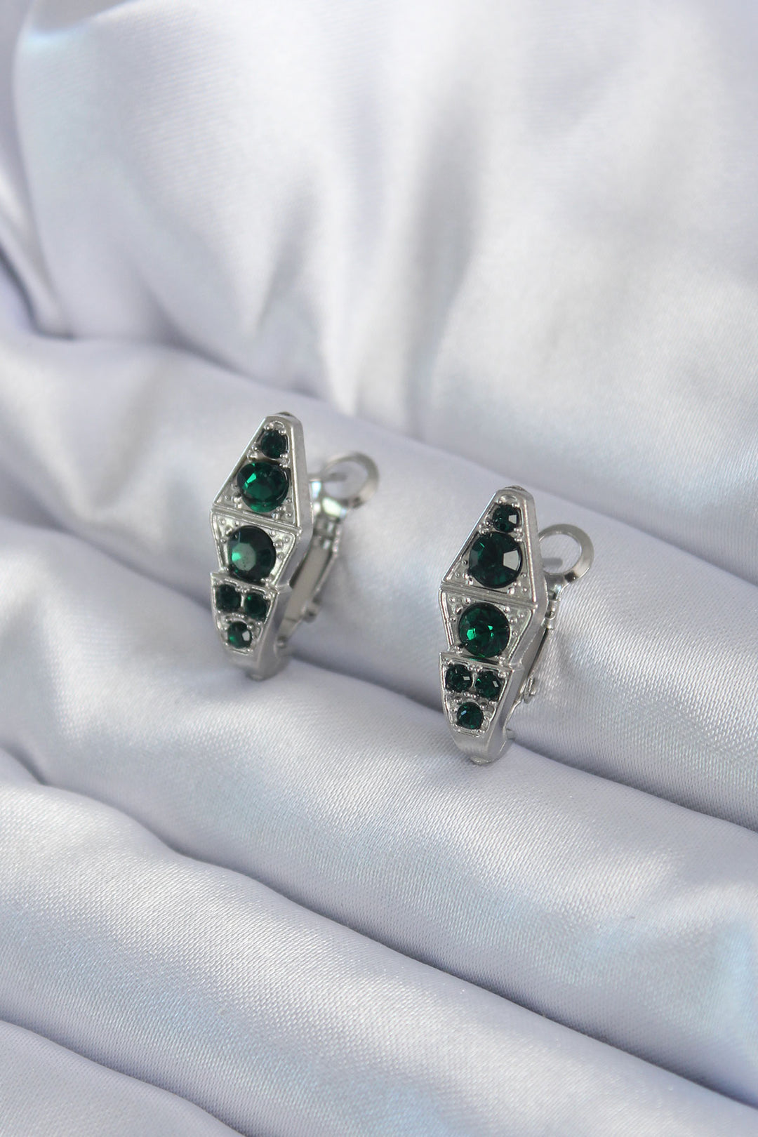 EBJ 316L Stainless Steel Silver Color Green Crystal Stone Processing Snake Model Women's Earring - Maisons-Alfort