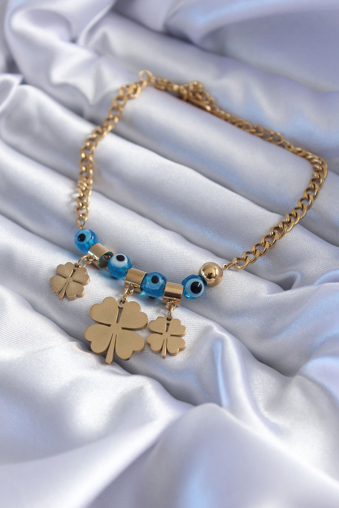 EBJ 316L Steel Gold Color Clover Model Evil Eye Bracelet for Women - Macon