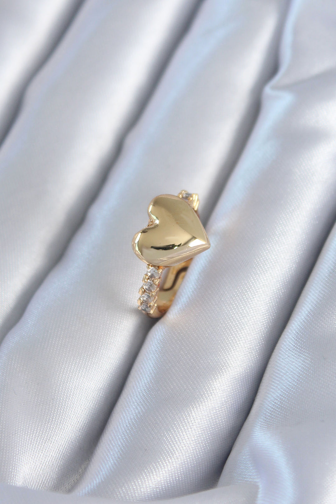 EBJ Gold Color Brass Ring with Zircon Stone Heart Model for Women - Ocozocoautla de Espinosa