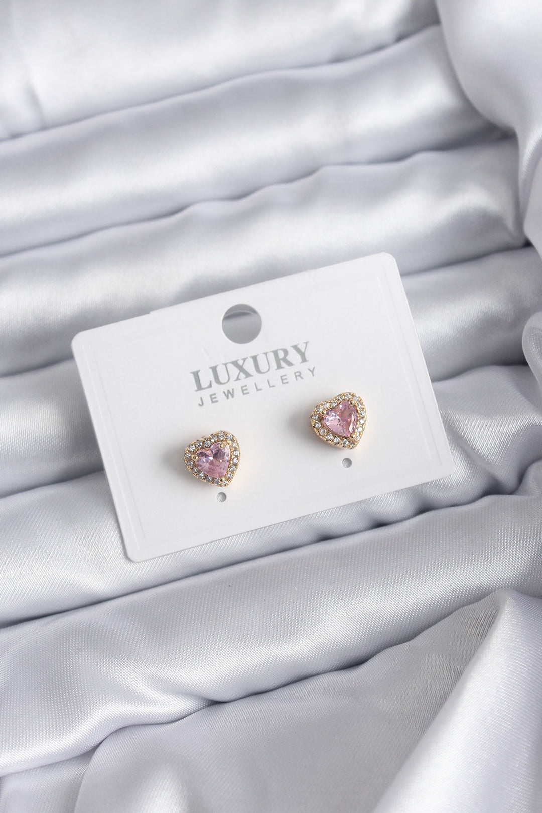 EBJ 316L Steel Gold Color Pink Zircon Stone Charm Women's Earrings - Atenco