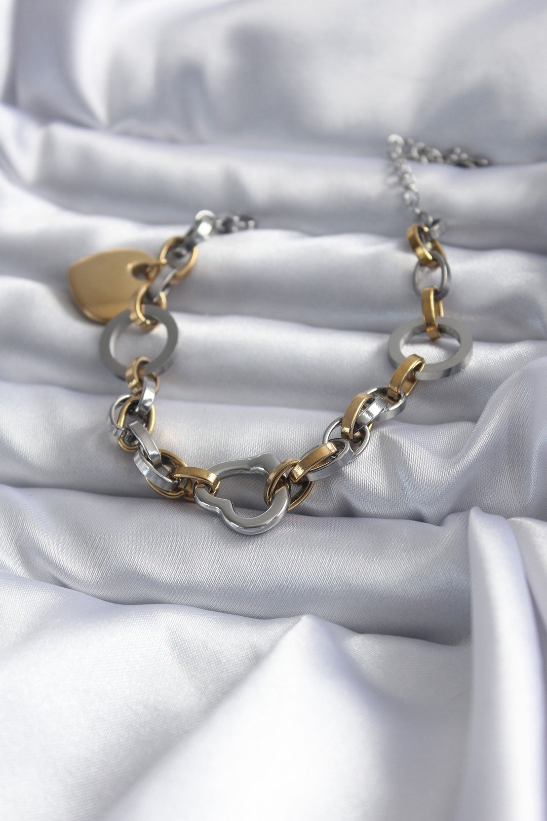 EBJ 316L Steel Gold Color Mix Color Heart Model Women's Bracelet - Battle Creek
