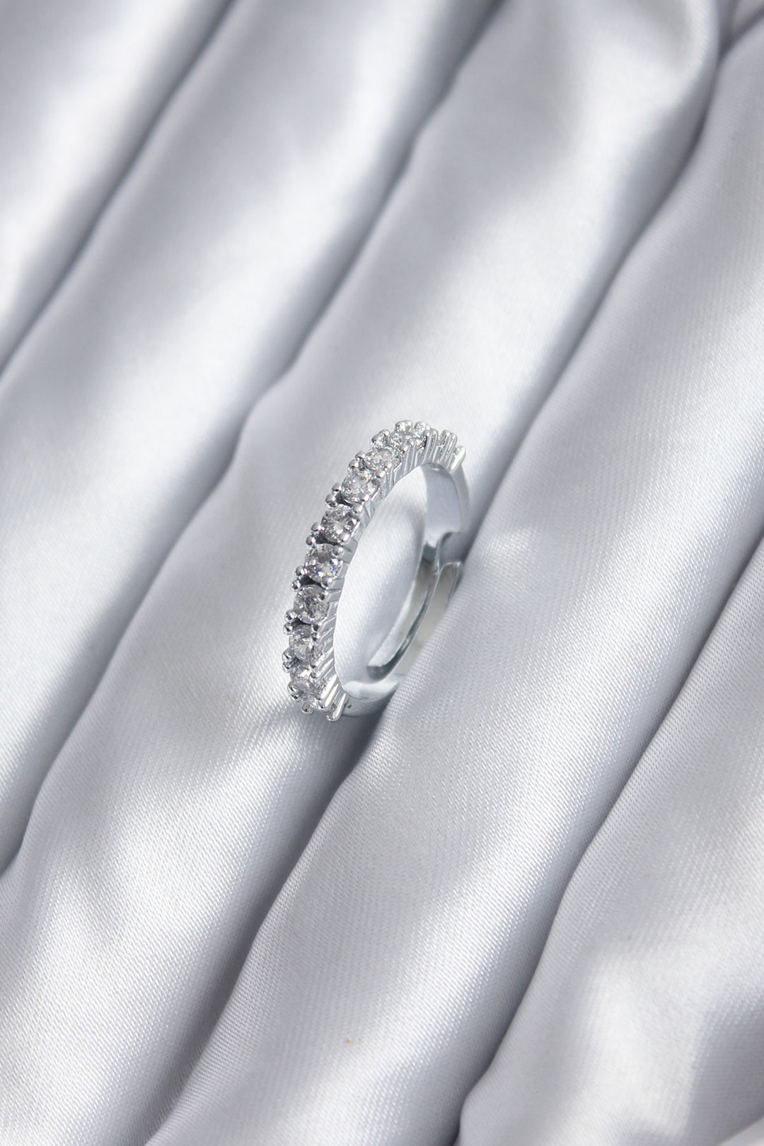 EBJ Silver Color Thin Waterway Model Ring with Zircon Stone for Women - Brussels