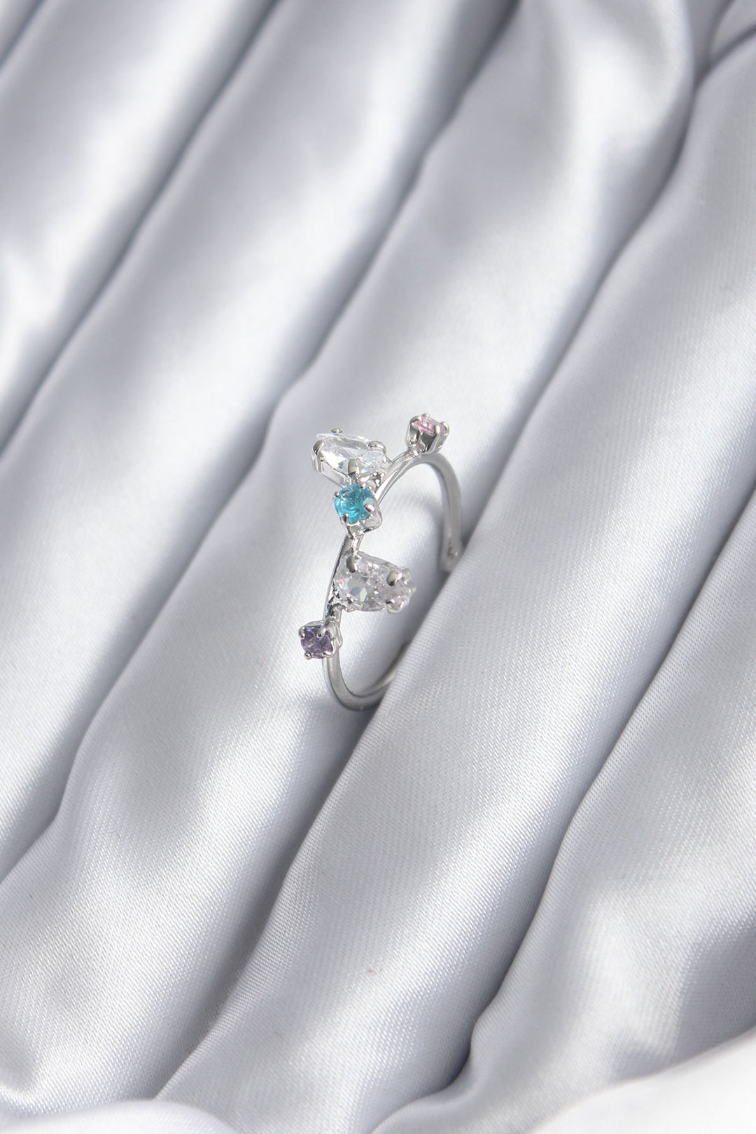 EBJ Silver Colorful Zircon Stone Women's Ring - Ciudad Nezahualcóyotl