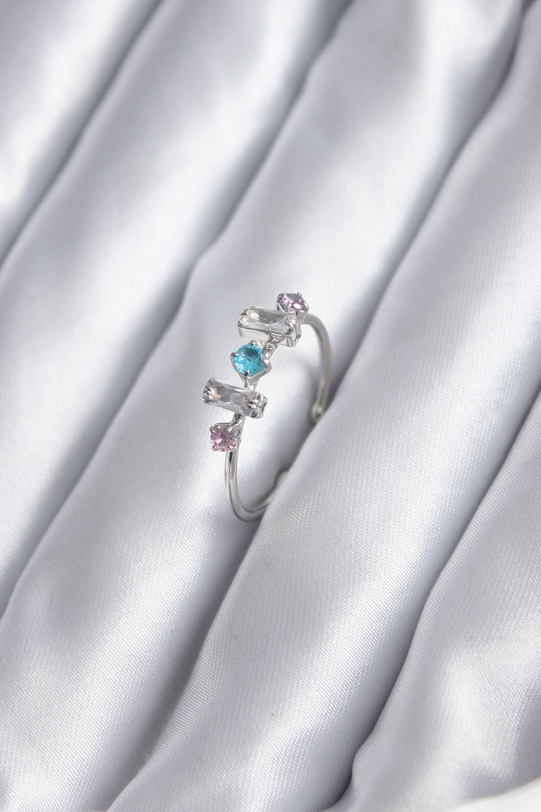 EBJ Silver Colorful Zircon Stone Women's Ring - Sumy