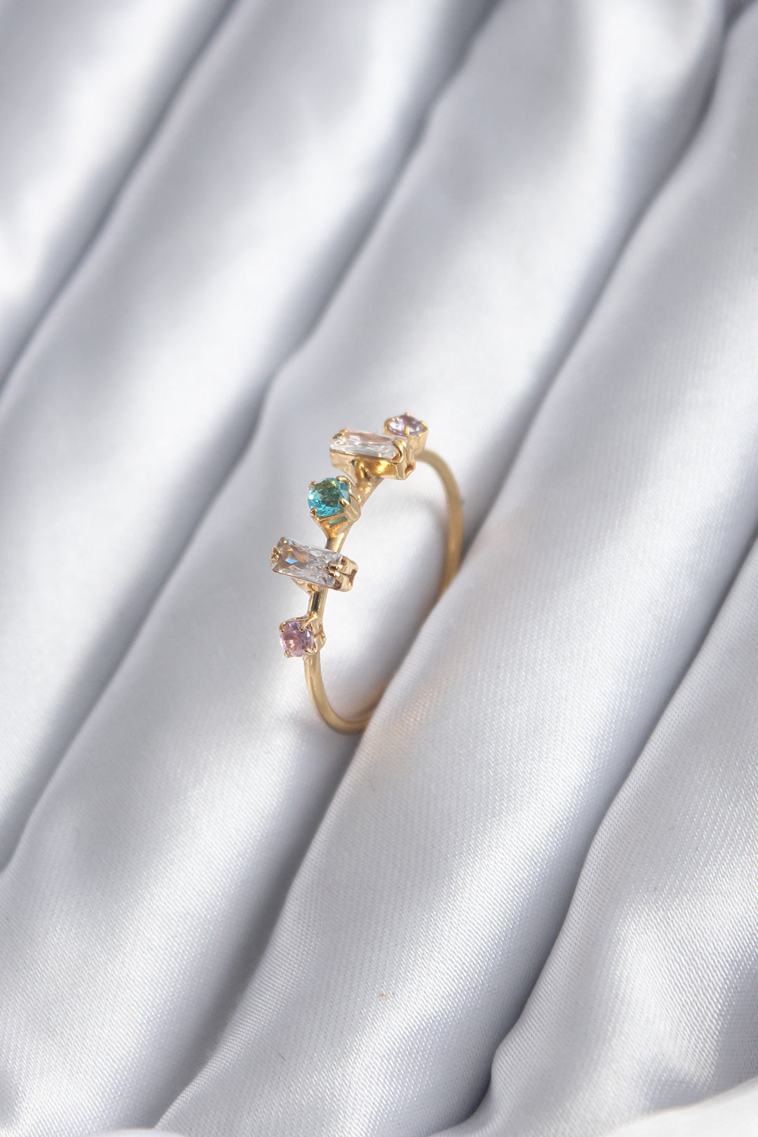 EBJ Gold Color Zircon Stone Colorful Zircon Stone Women's Ring - Nuneaton