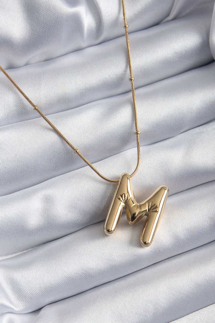 EBJ 316L Steel Gold Color Bubble "M" Letter Model Women's Necklace - Scafati