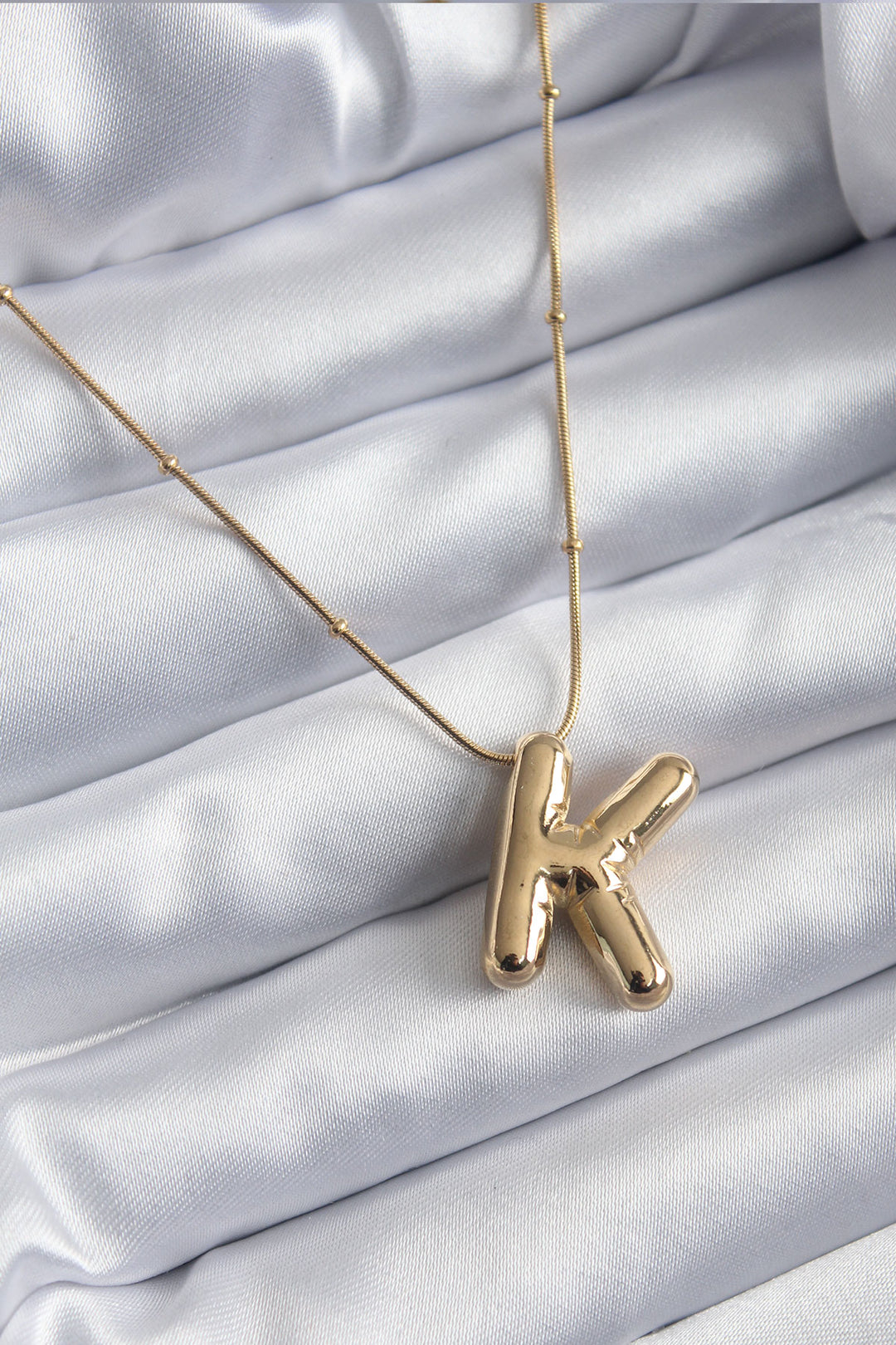 EBJ 316L Steel Gold Color Bubble "K" Letter Model Women's Necklace - Donostia