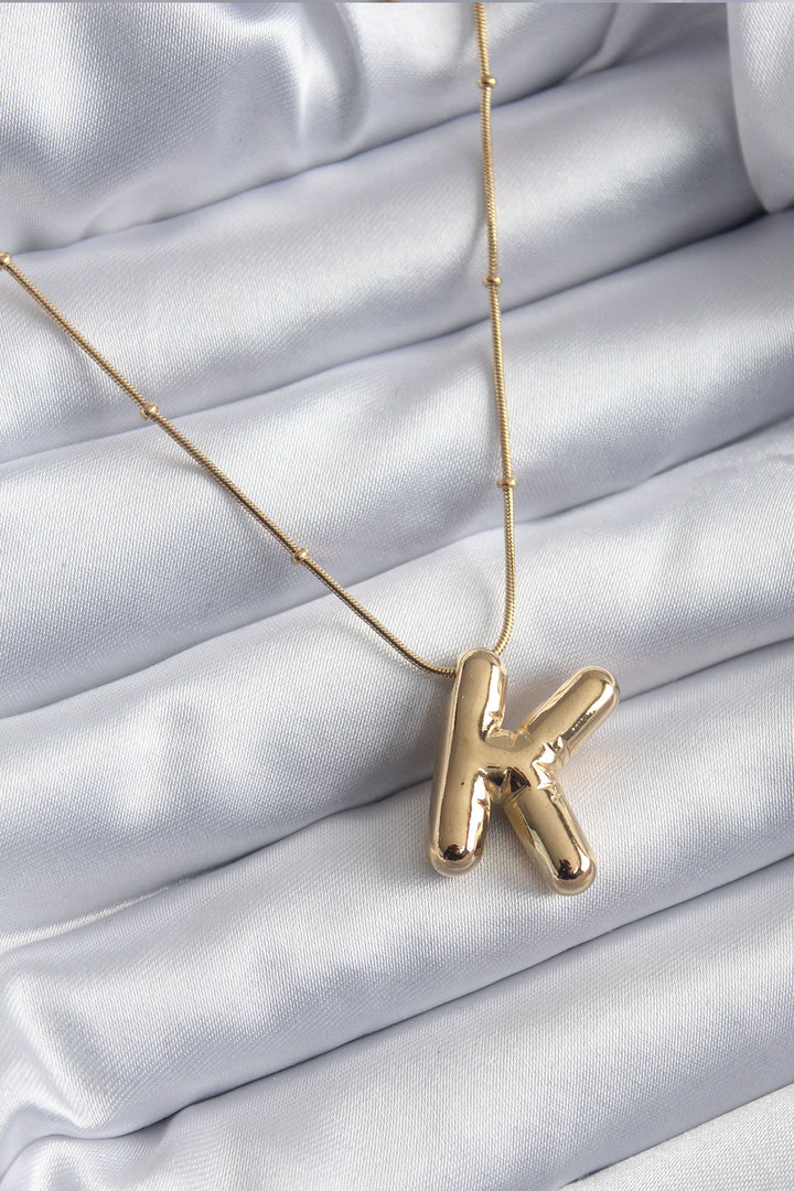 EBJ 316L Steel Gold Color Bubble "K" Letter Model Women's Necklace - Donostia