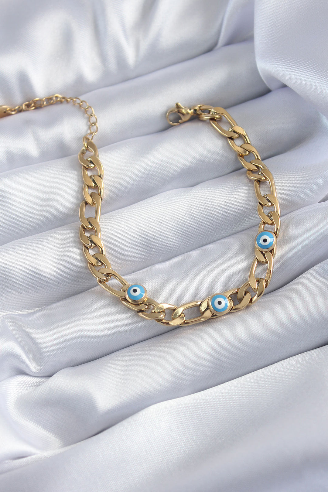 EBJ 316L Steel Gold Color Chain Model Evil Eye Women's Bracelet - Anzio