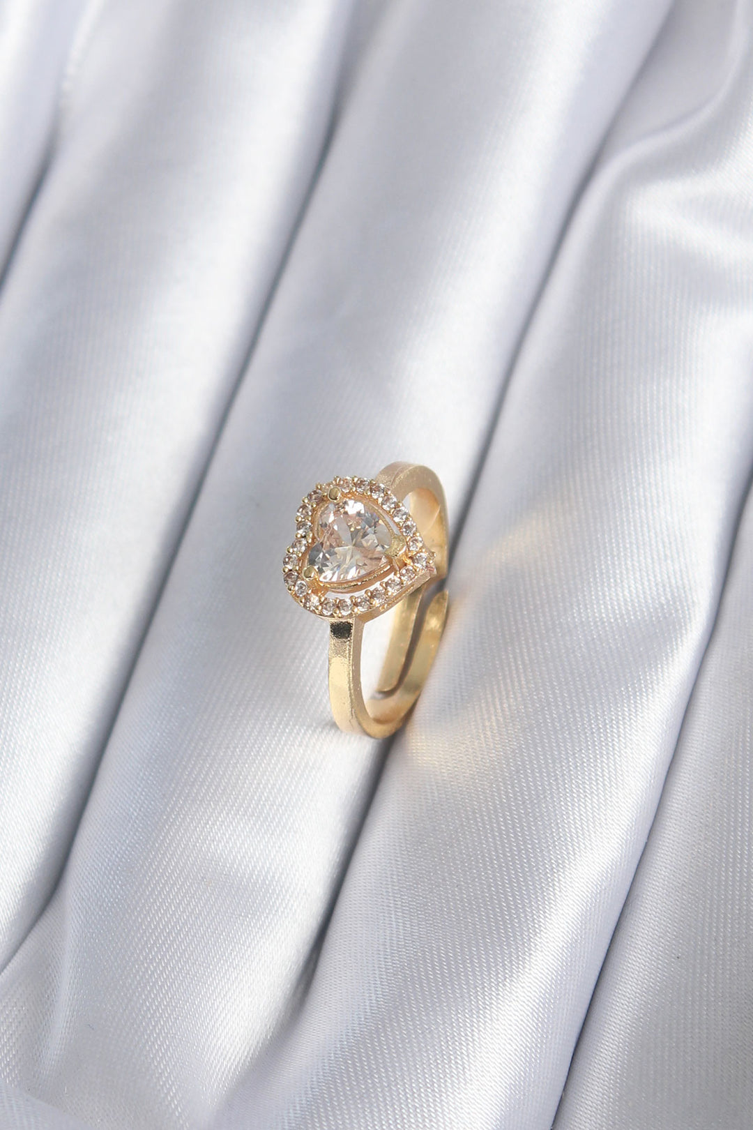 EBJ Rice Gold Color Zircon Stone Heart Charm Model Women's Ring - Fayetteville