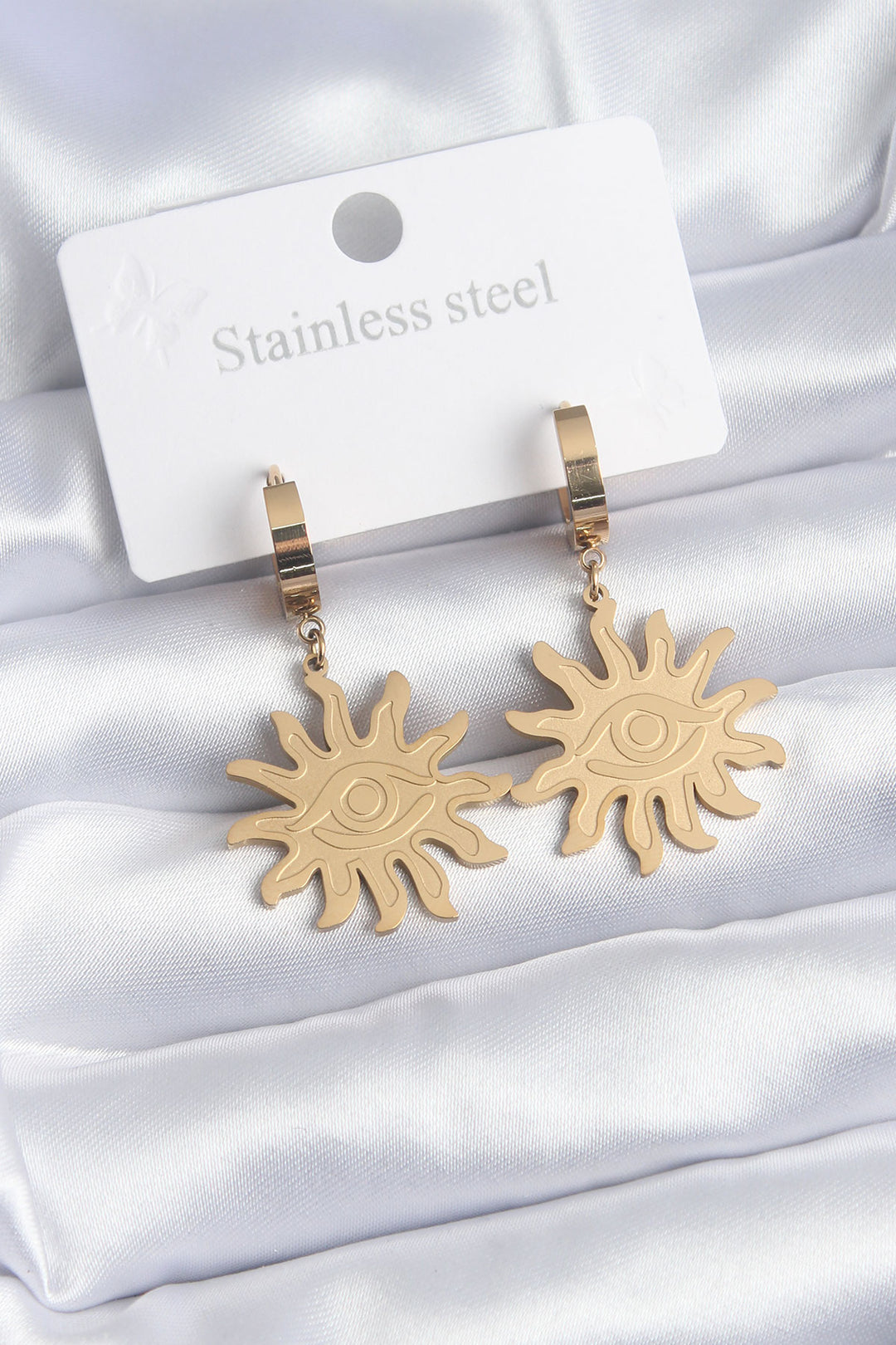 EBJ 316L Stainless Steel Gold Color Sun Pattern Eye Processing Women's Earring - Ajax
