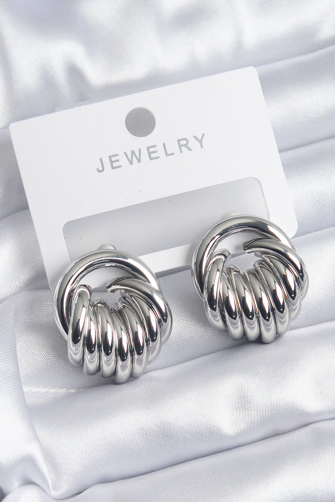EBJ Rice Silver Color Spiral Pattern Women's Earring - Polatsk