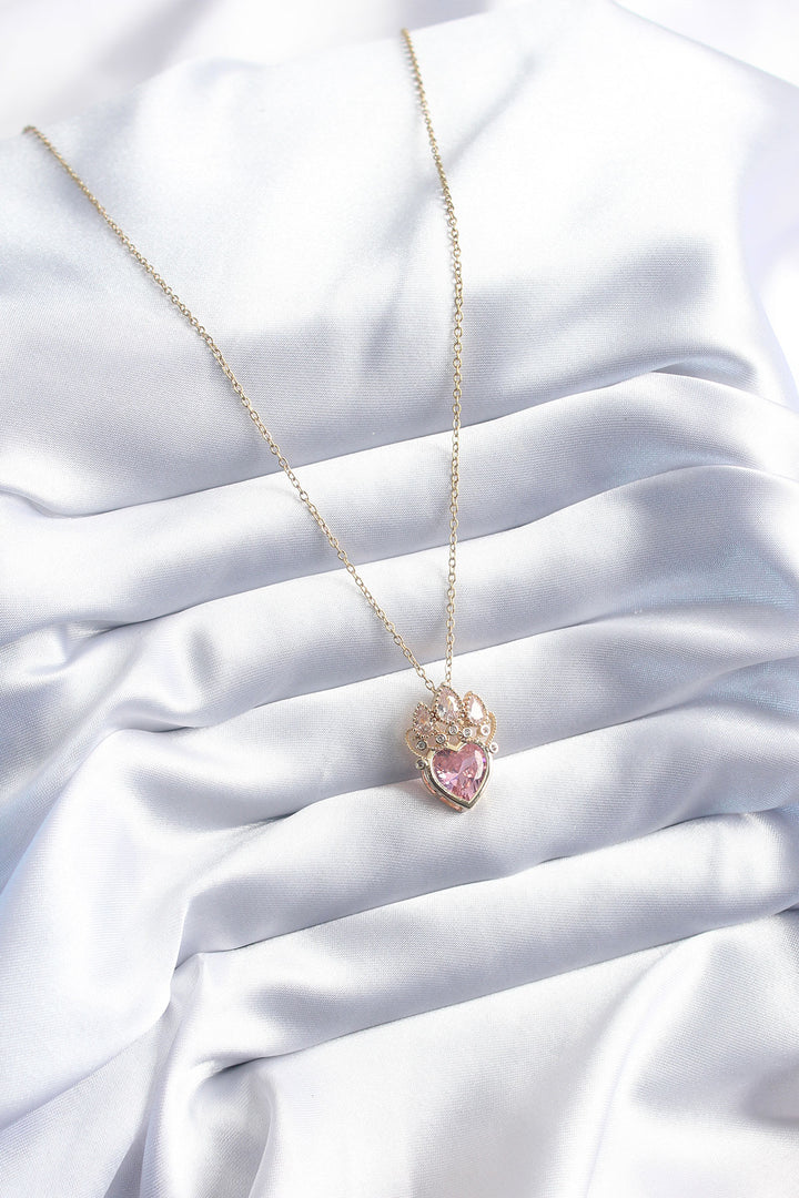 EBJ 316L Steel Gold Color Pink Zircon Stone Heart Model Women's Necklace - Olathe